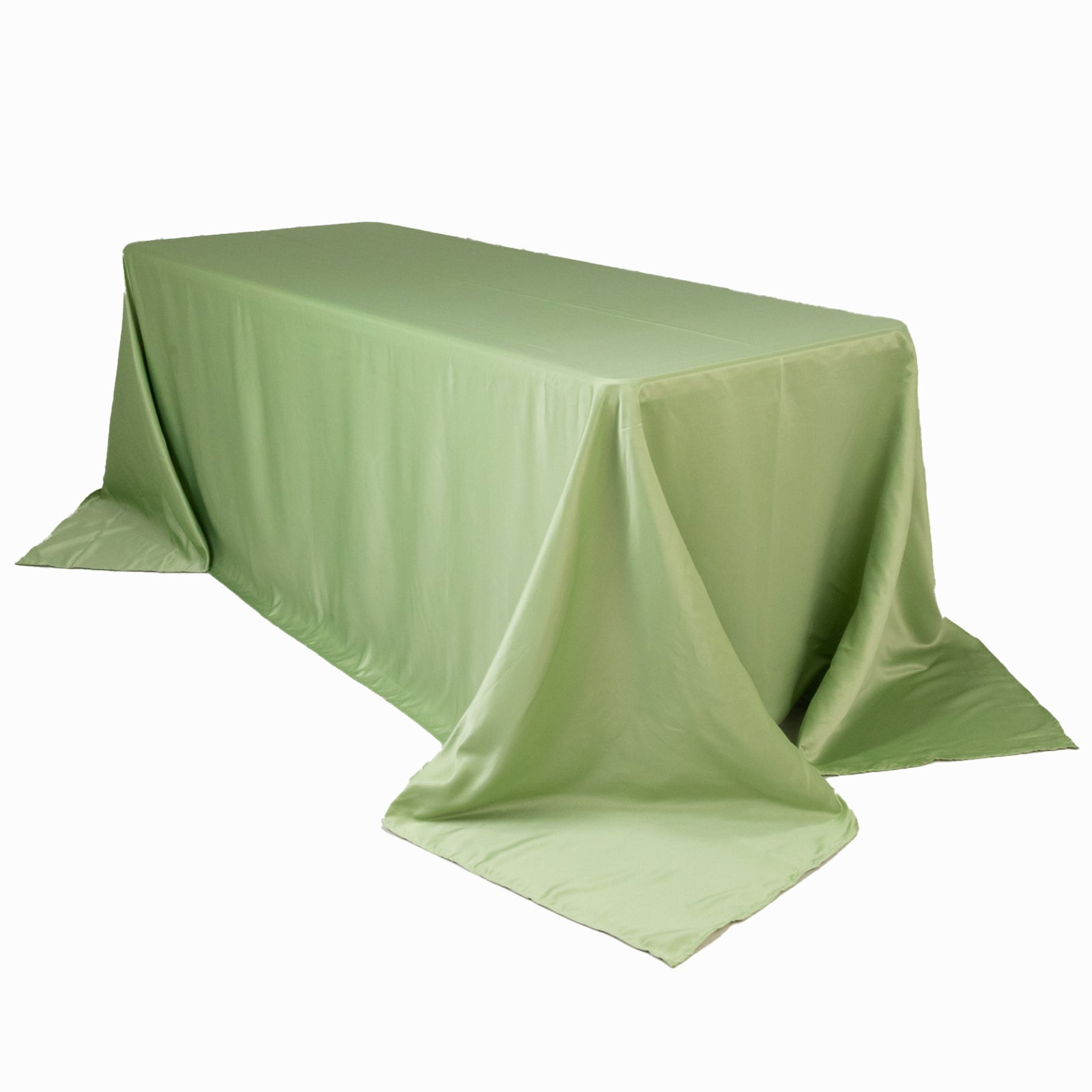 Exclusive Sage Green Lamour Satin Rectangle Tablecloth - Soft, Silk-Like, 90x132