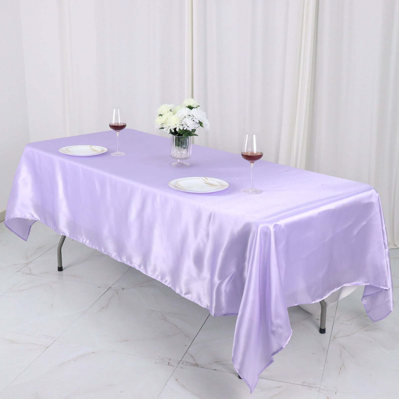 Lavender Lilac Satin Rectangular 60x102 Tablecloth - Lustrous and Smooth Cover