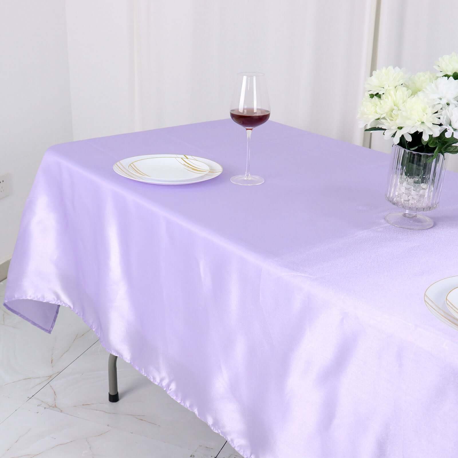 Lavender Lilac Satin Rectangular 60x102 Tablecloth - Lustrous and Smooth Cover