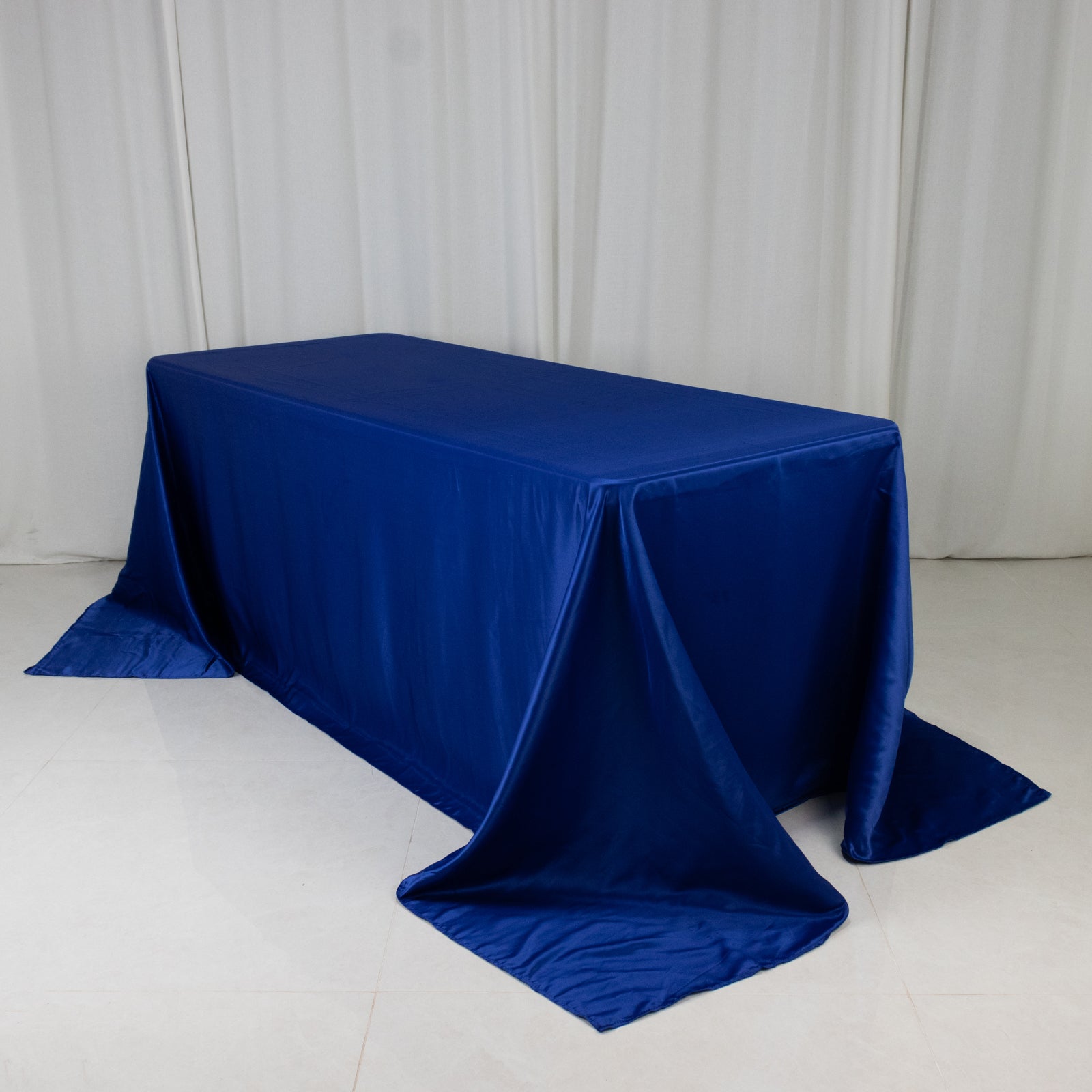 Royal Blue Lamour Satin Rectangle Tablecloth - Soft, Silk-Like & Seamless, Ideal for Events