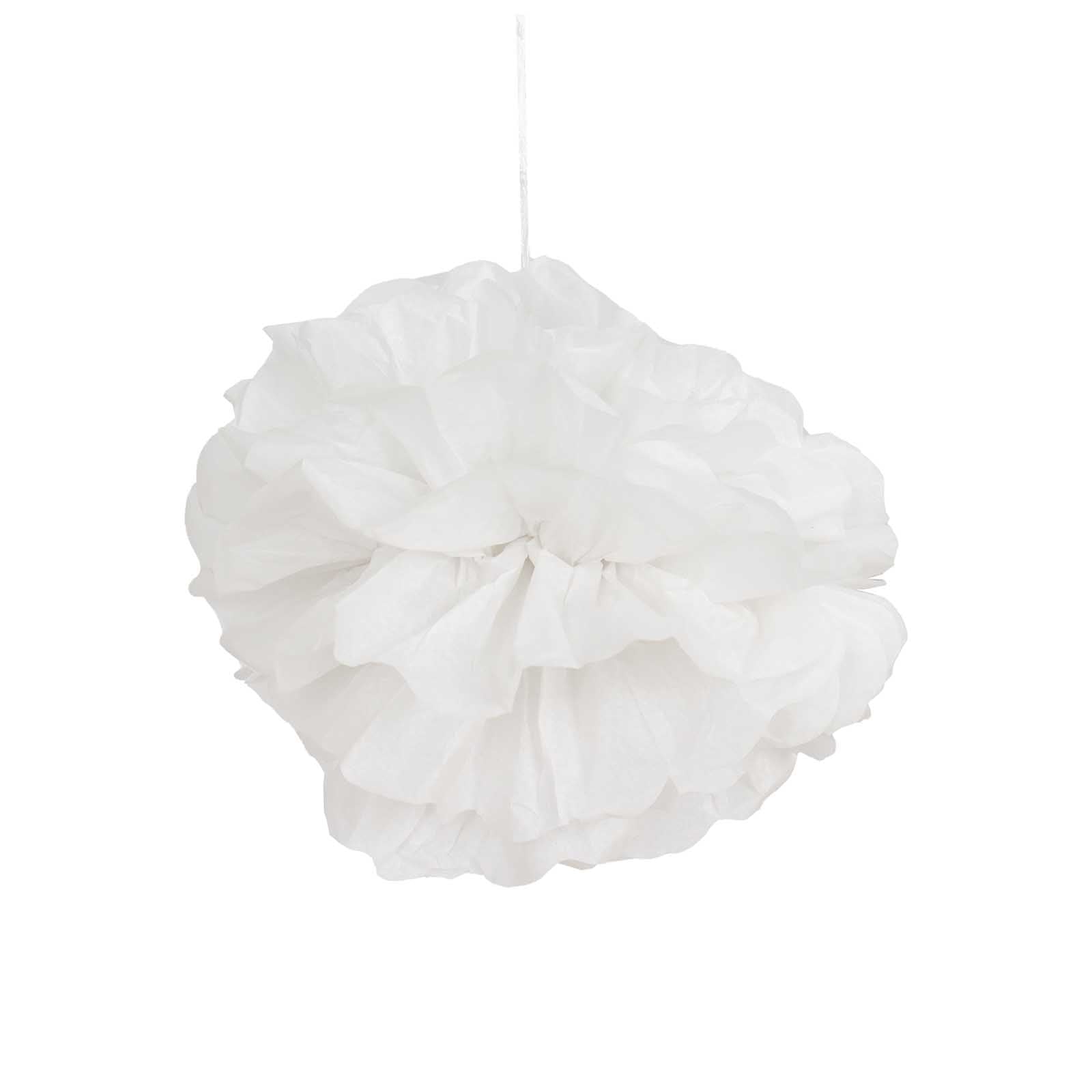 6-Pack 8-Inch White Tissue Paper Pom Pom Flower Balls - Ideal for Party Decor