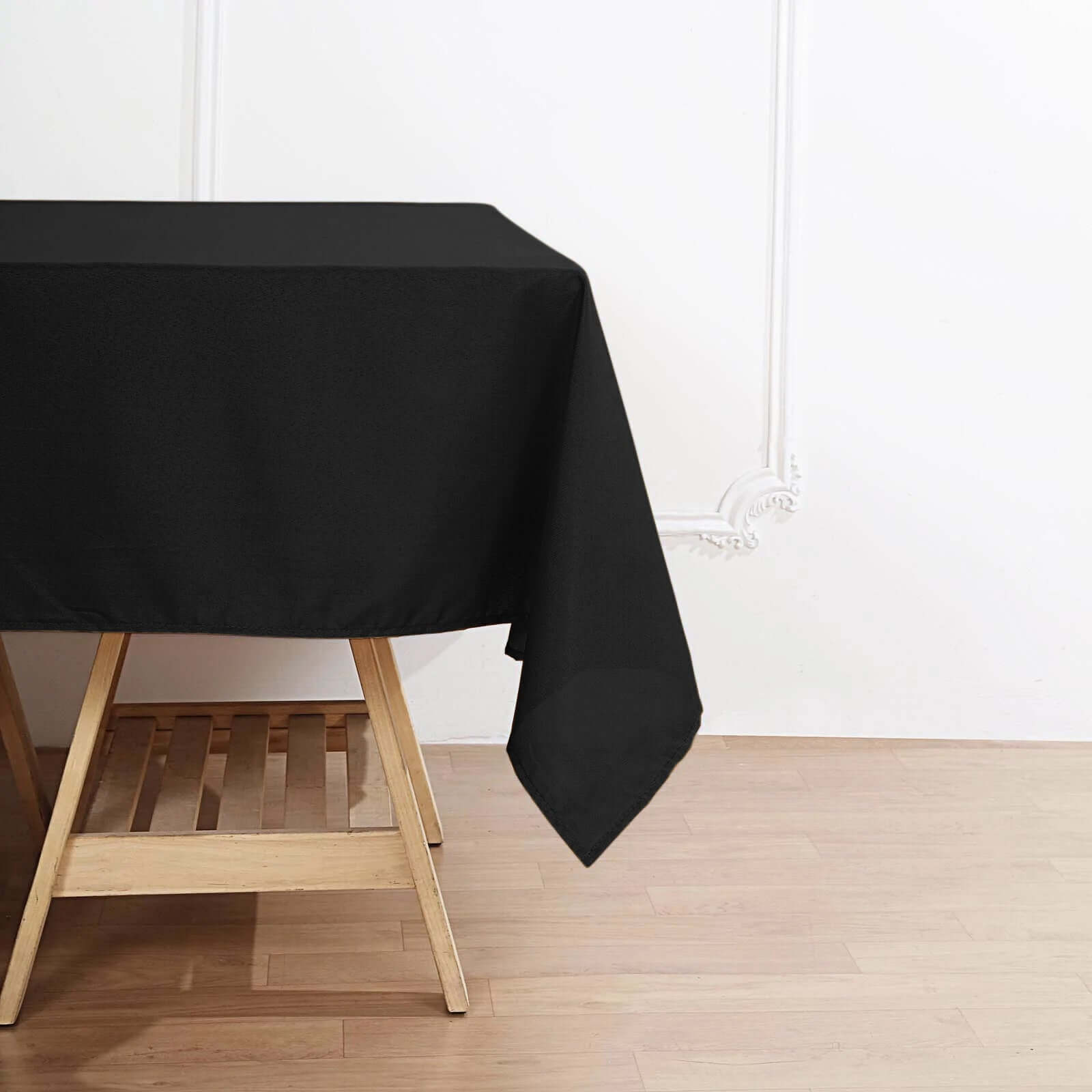 Black 70x70 Premium Polyester Square Table Overlay 220GSM Wrinkle-Free Table Cover