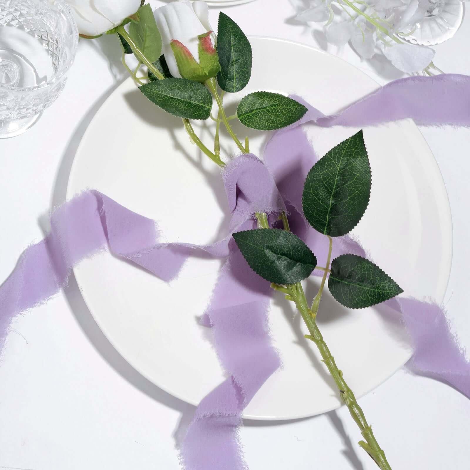 2-Pack Violet Amethyst Silk-Like Chiffon Linen Ribbon Rolls - Ideal for Bouquets & Gift Wrapping
