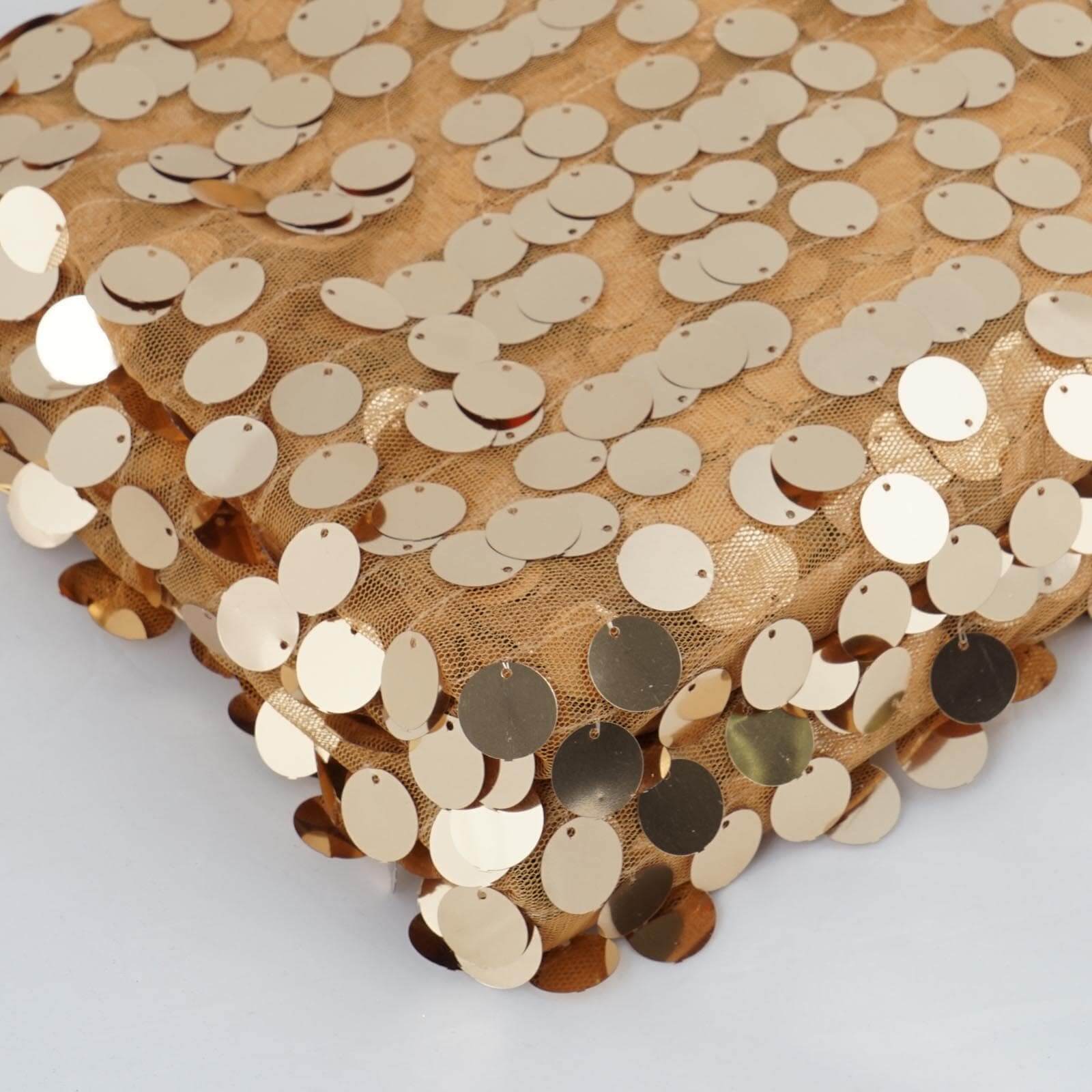 54-Inch Wide, 4-Yard Gold Mesh Sequin Fabric Roll for DIY Crafts