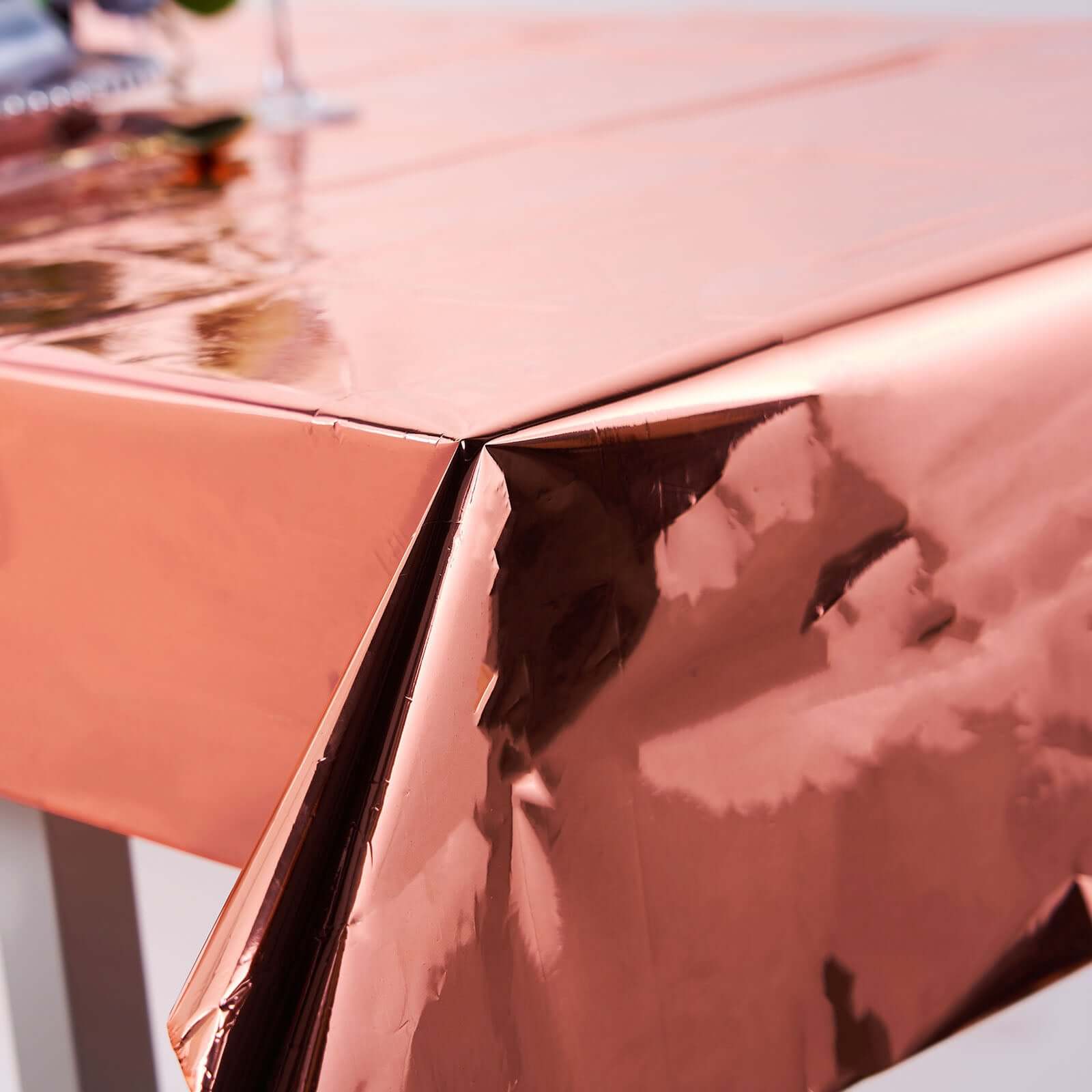 Rose Gold Disposable Metallic Foil Rectangle Tablecloth 40x90 - Ideal for Party Decor