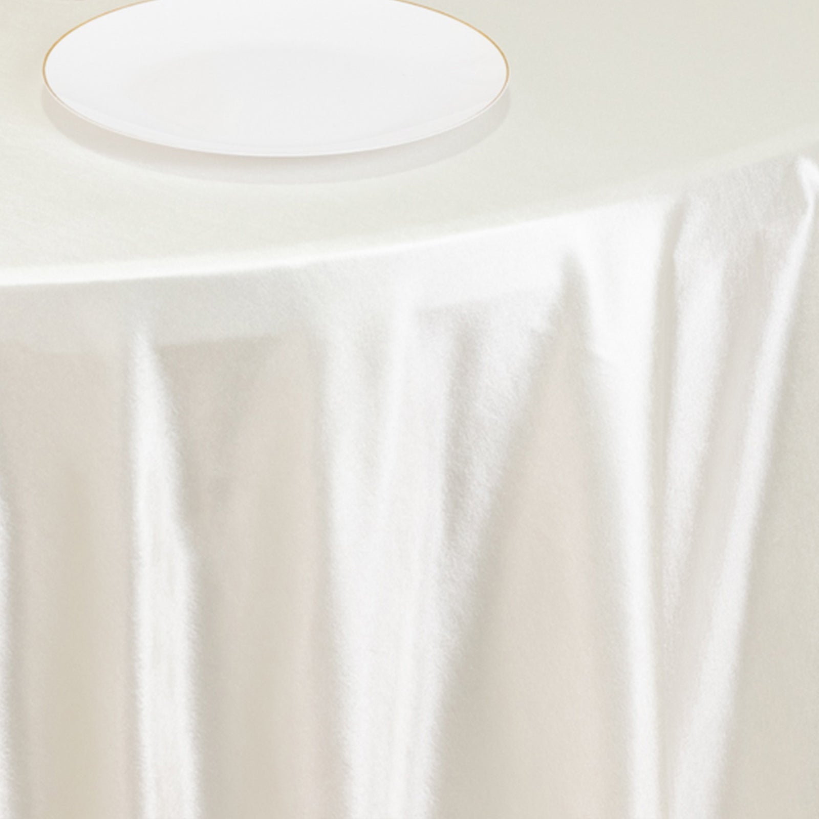 Hot Deal! Premium 108' Round Scuba Tablecloth in Shimmering Pearl White - Wrinkle & Stain Resistant