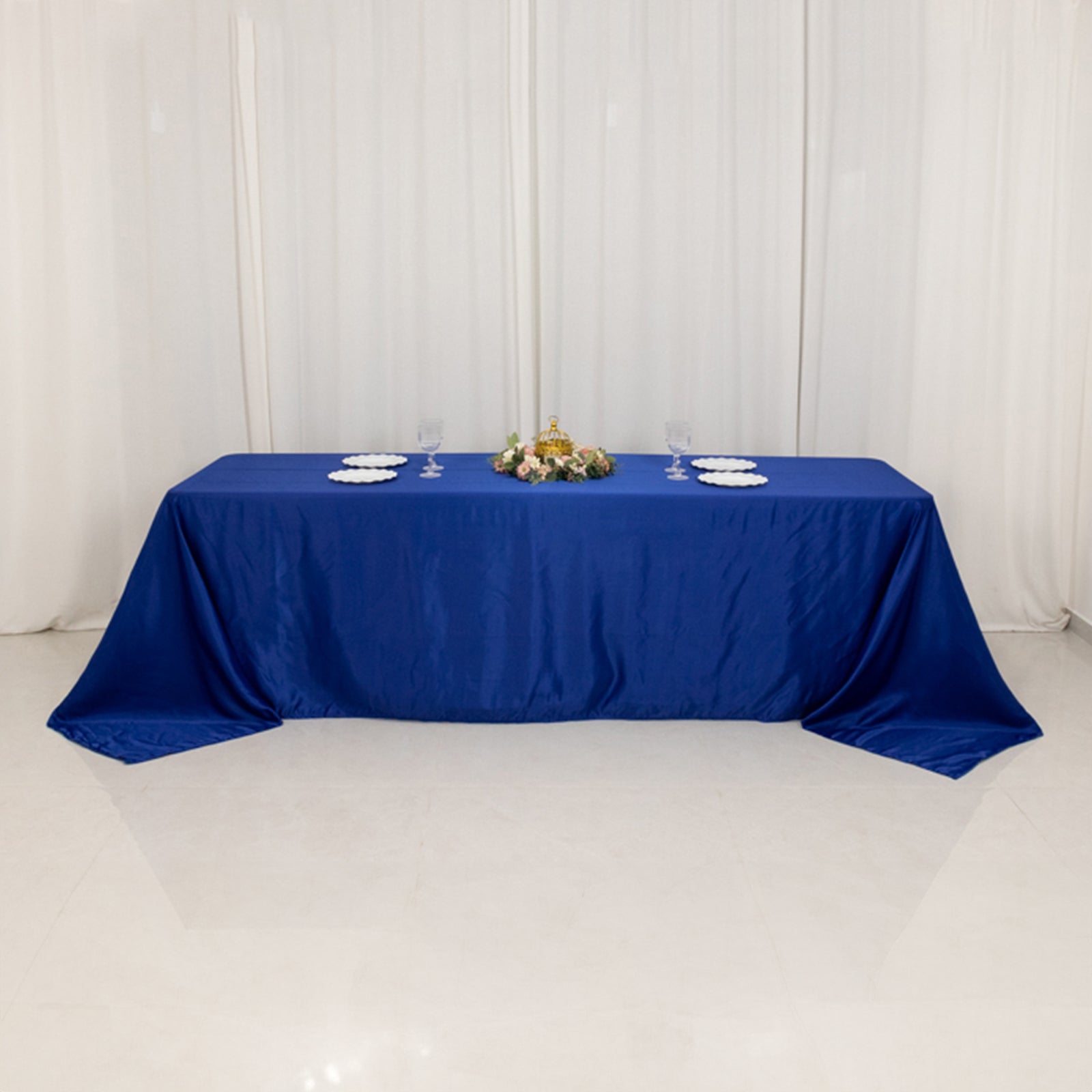 Royal Blue Lamour Satin Rectangle Tablecloth - Luxury, Soft & Seamless