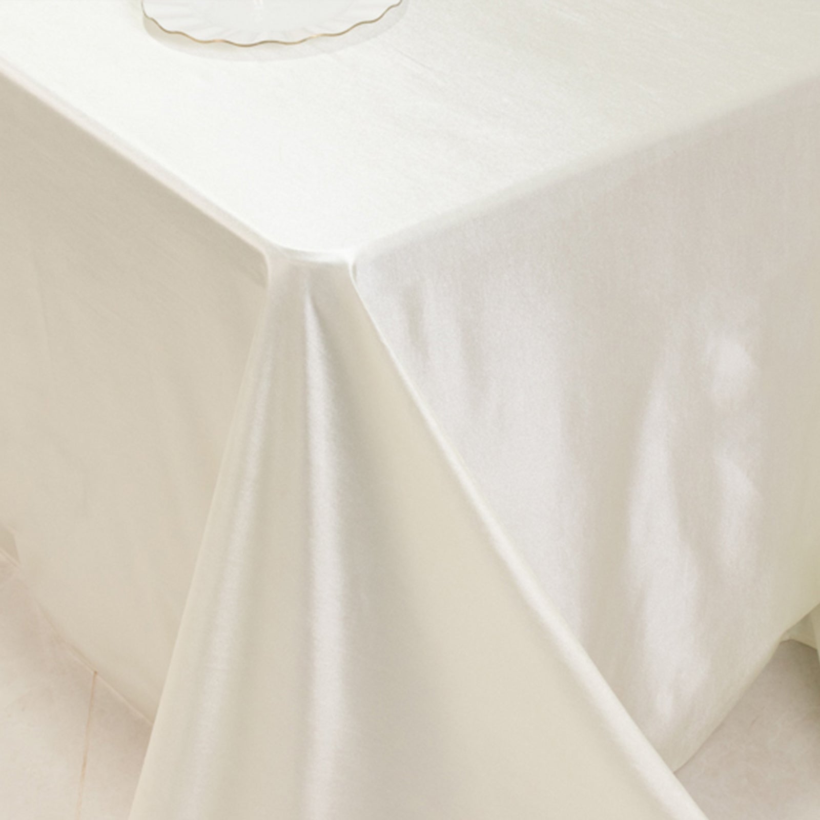 Shimmering Pearl White Premium Scuba Seamless Tablecloth - 90x132, Wrinkle & Stain Resistant