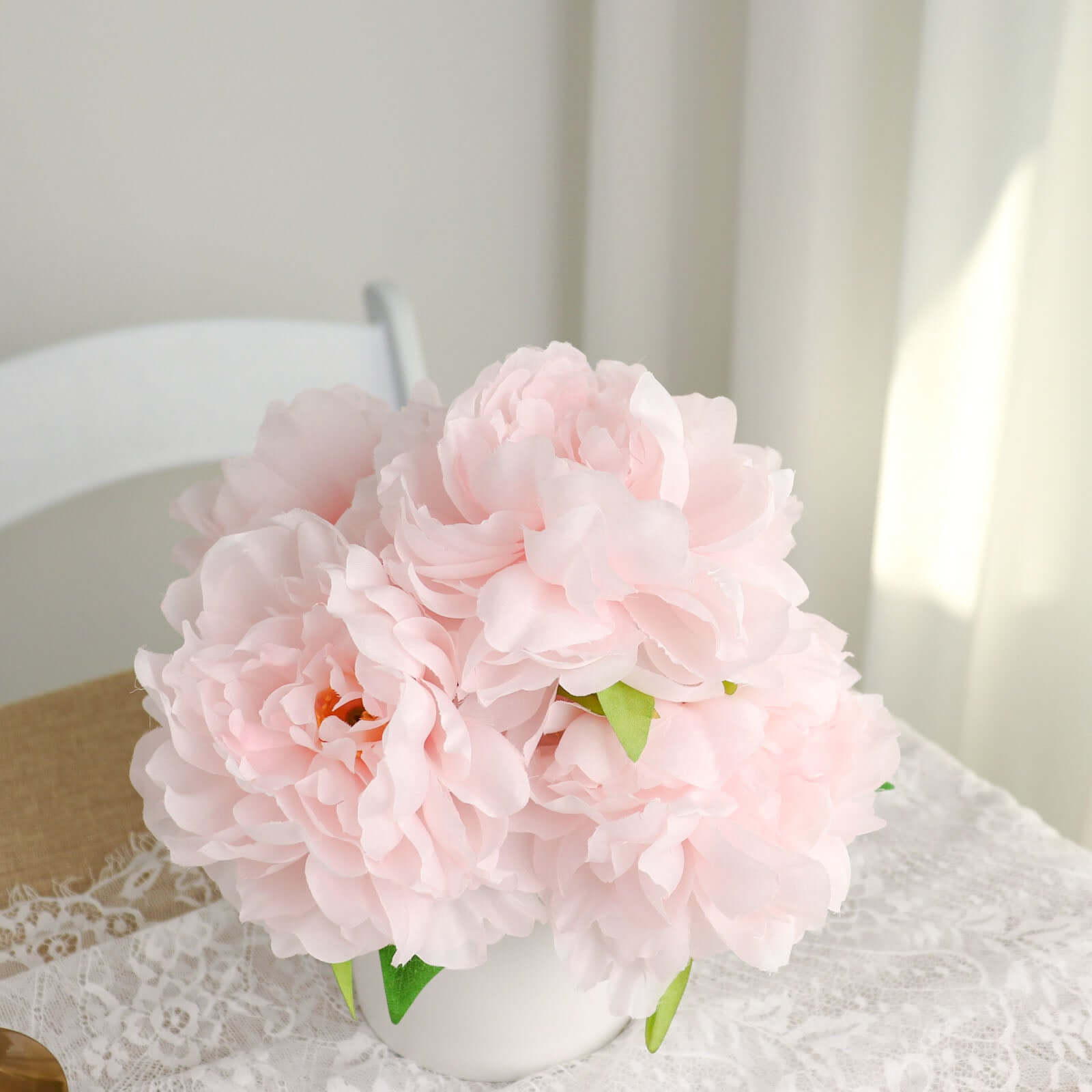 2 Pack of 17-Branch Blush Artificial Silk Peony Flower Bouquets, Realistic Touch