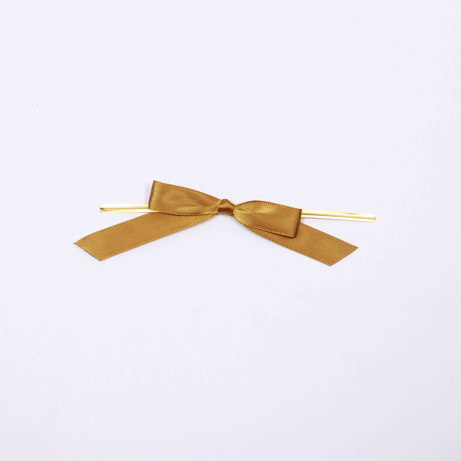 50 Pcs Gold Satin Ribbon Bows with Twist Ties - Ideal for Party Favors & Gifts