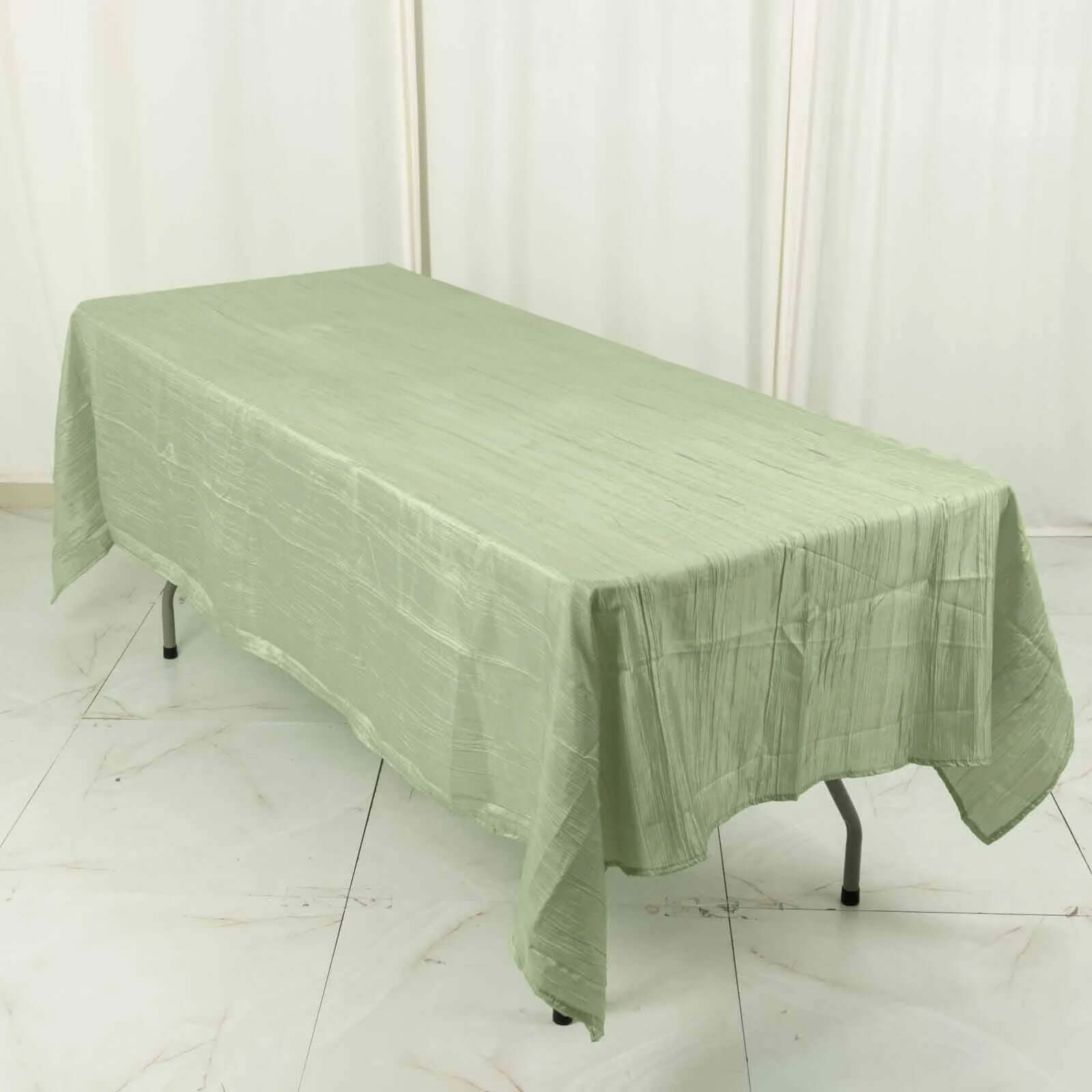 Hot Deal! Sage Green Crinkle Taffeta 60x102 Rectangle Tablecloth