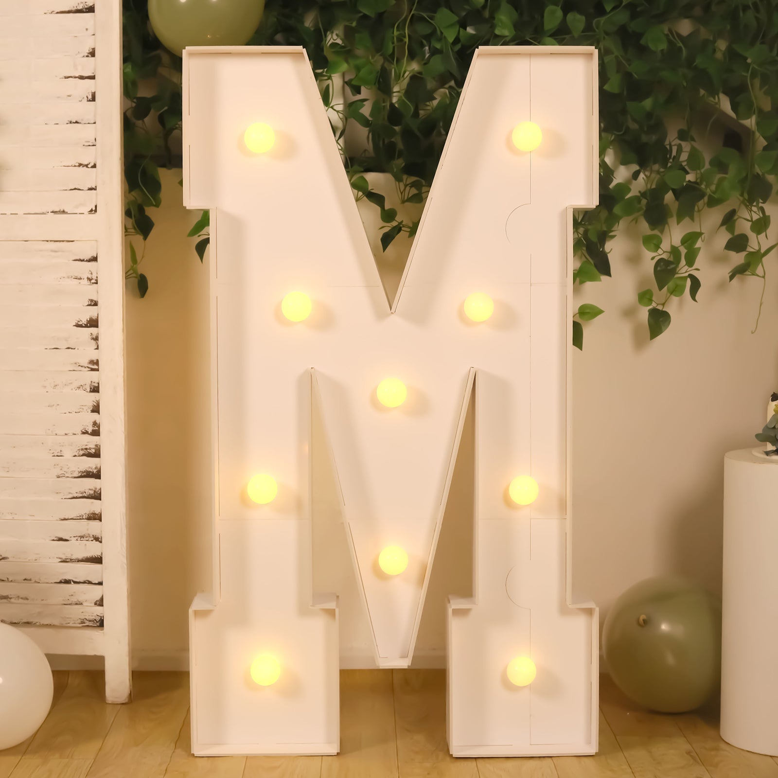 4ft White Giant LED Marquee Letter M with 10 Warm White Battery - Operated LEDs, Glue Gun & Sticks