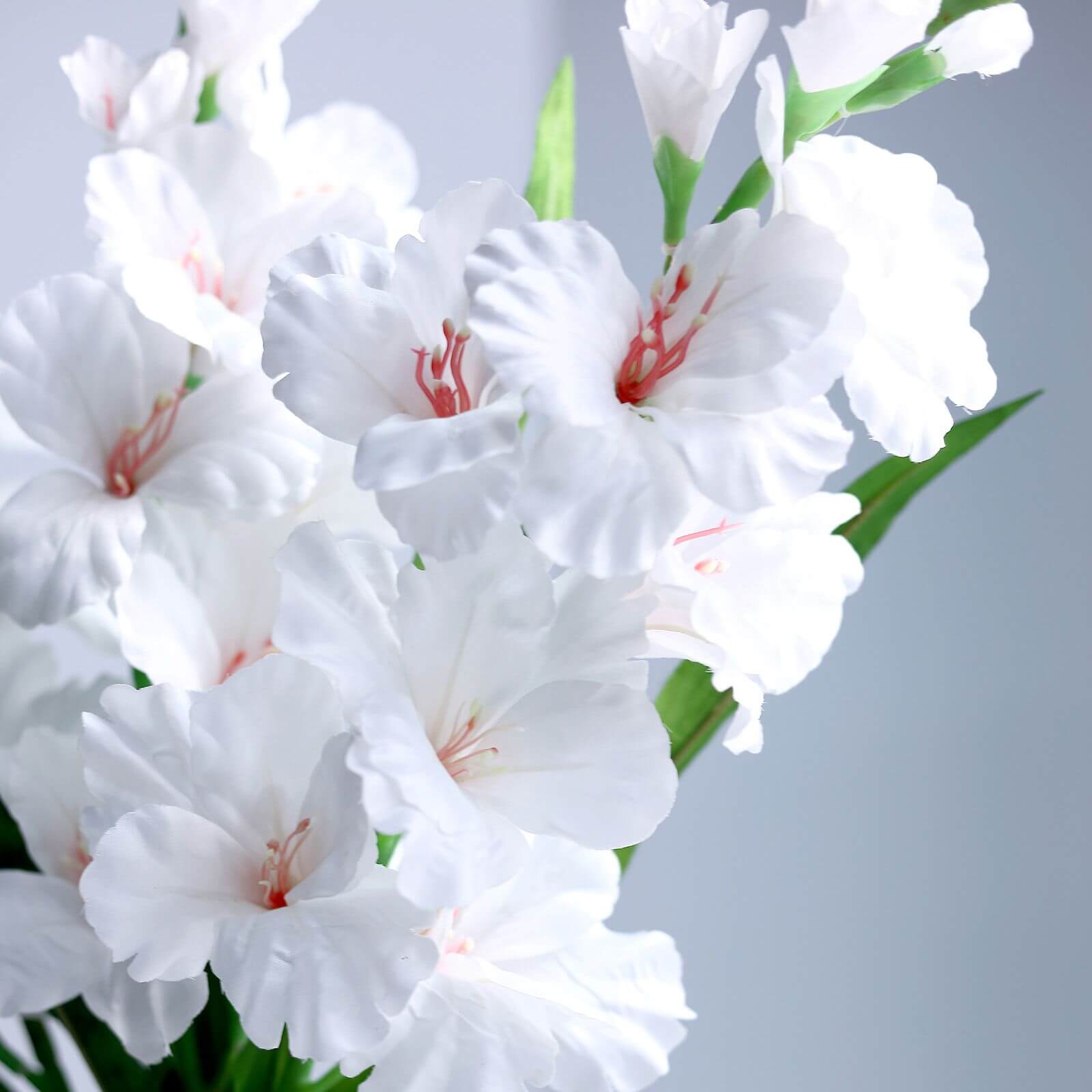 3 Stems of 36-Inch Tall White High-Quality Artificial Silk Gladiolus Flower Spray