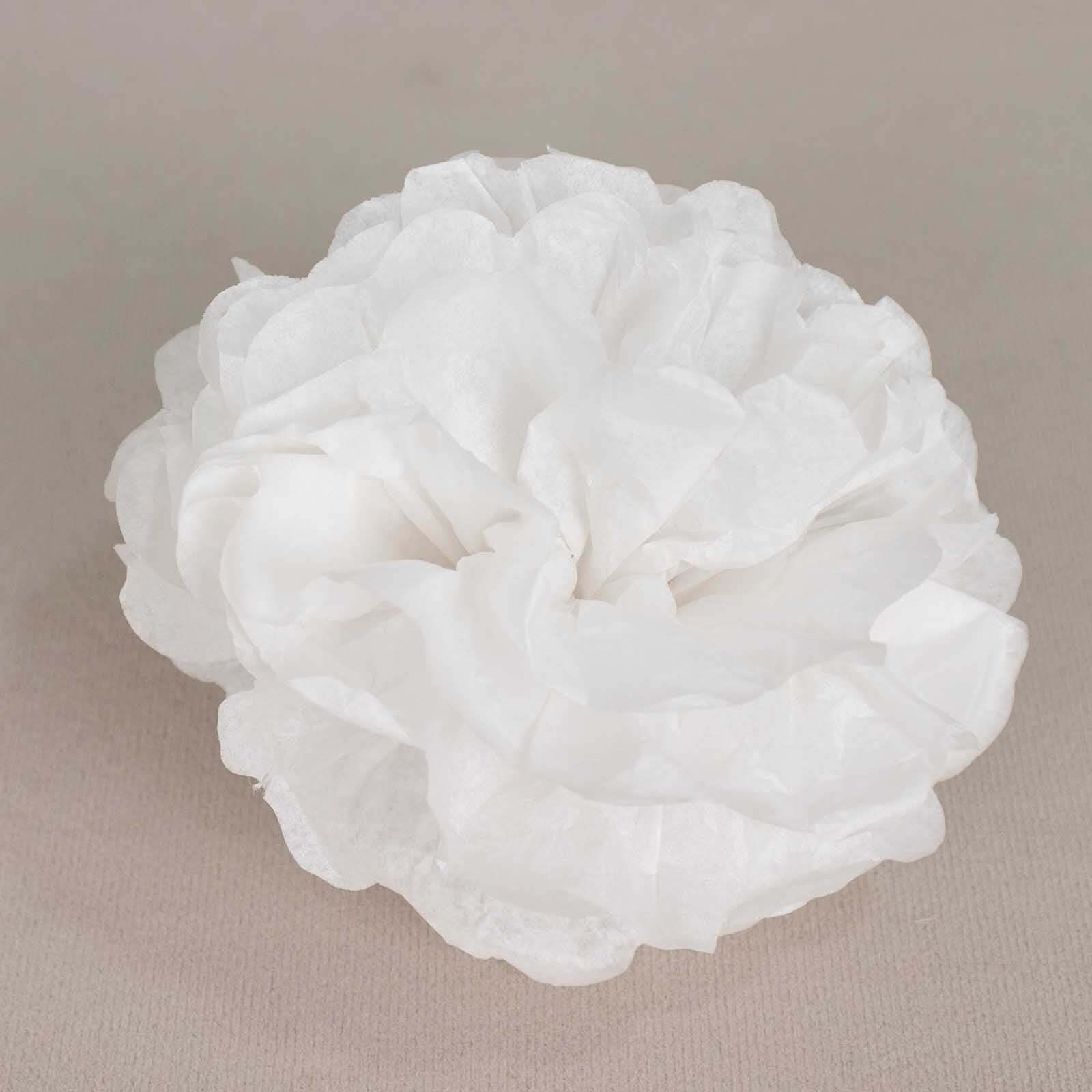 Hot Sale! 6-Piece Set of White Paper Pom Pom Flower Balls for Ceiling and Wall Decorations