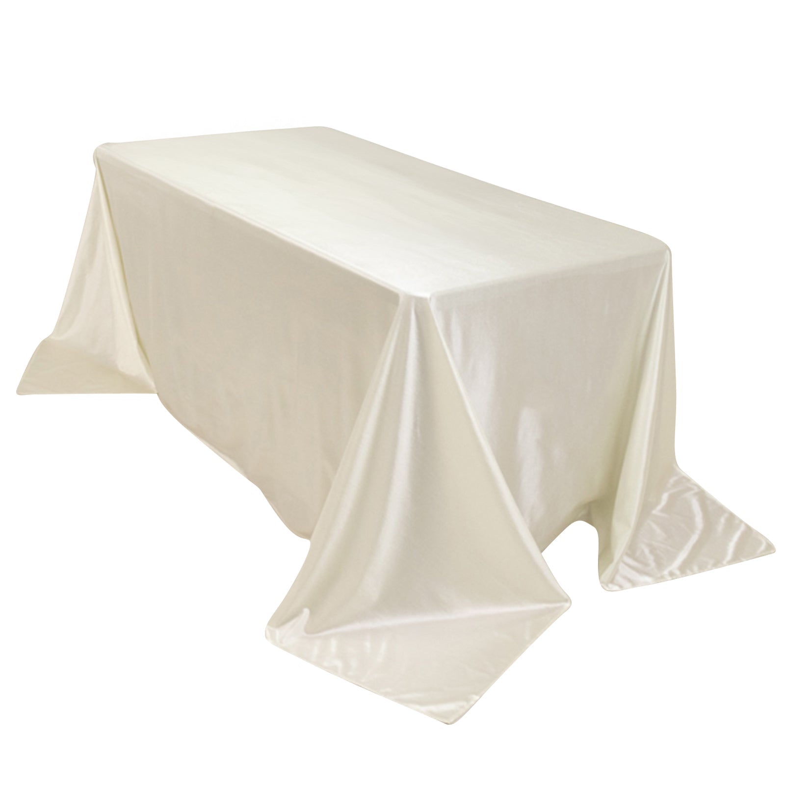Shimmering Pearl White Premium Scuba Seamless Tablecloth - 90x132, Wrinkle & Stain Resistant