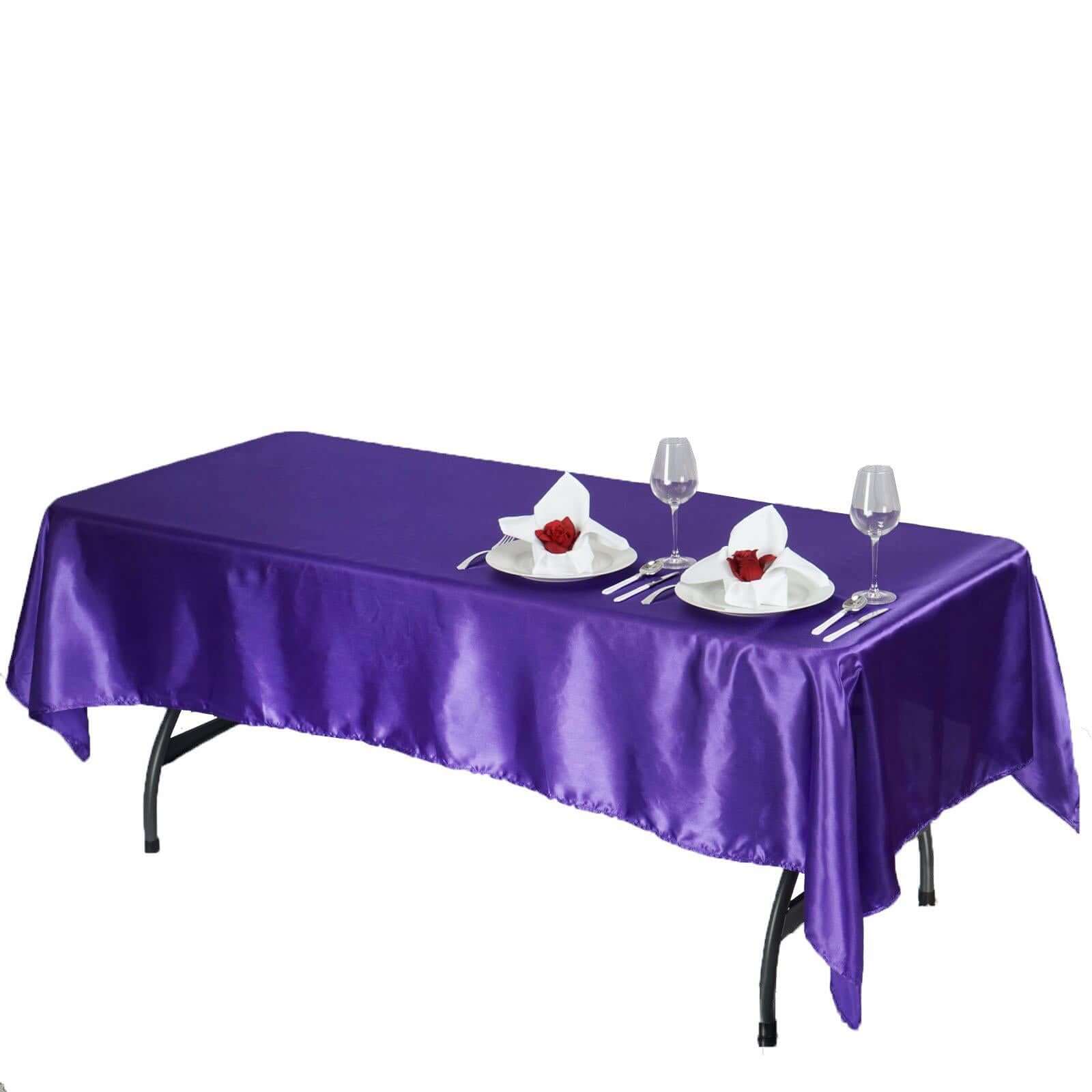 Luxurious Purple Satin 60x102 Rectangular Tablecloth - Smooth and Shiny
