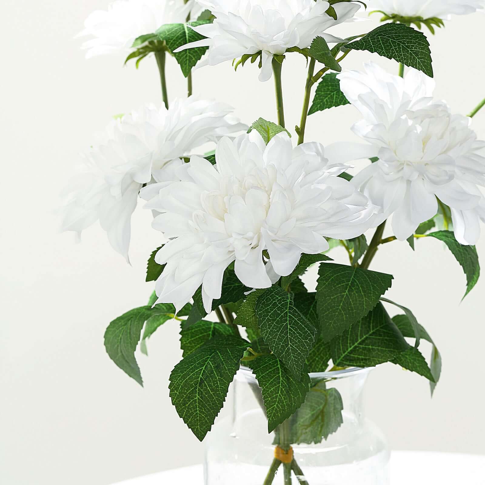 30-Inch Tall White Silk Faux Dahlia Flower Stems for Stunning Arrangements