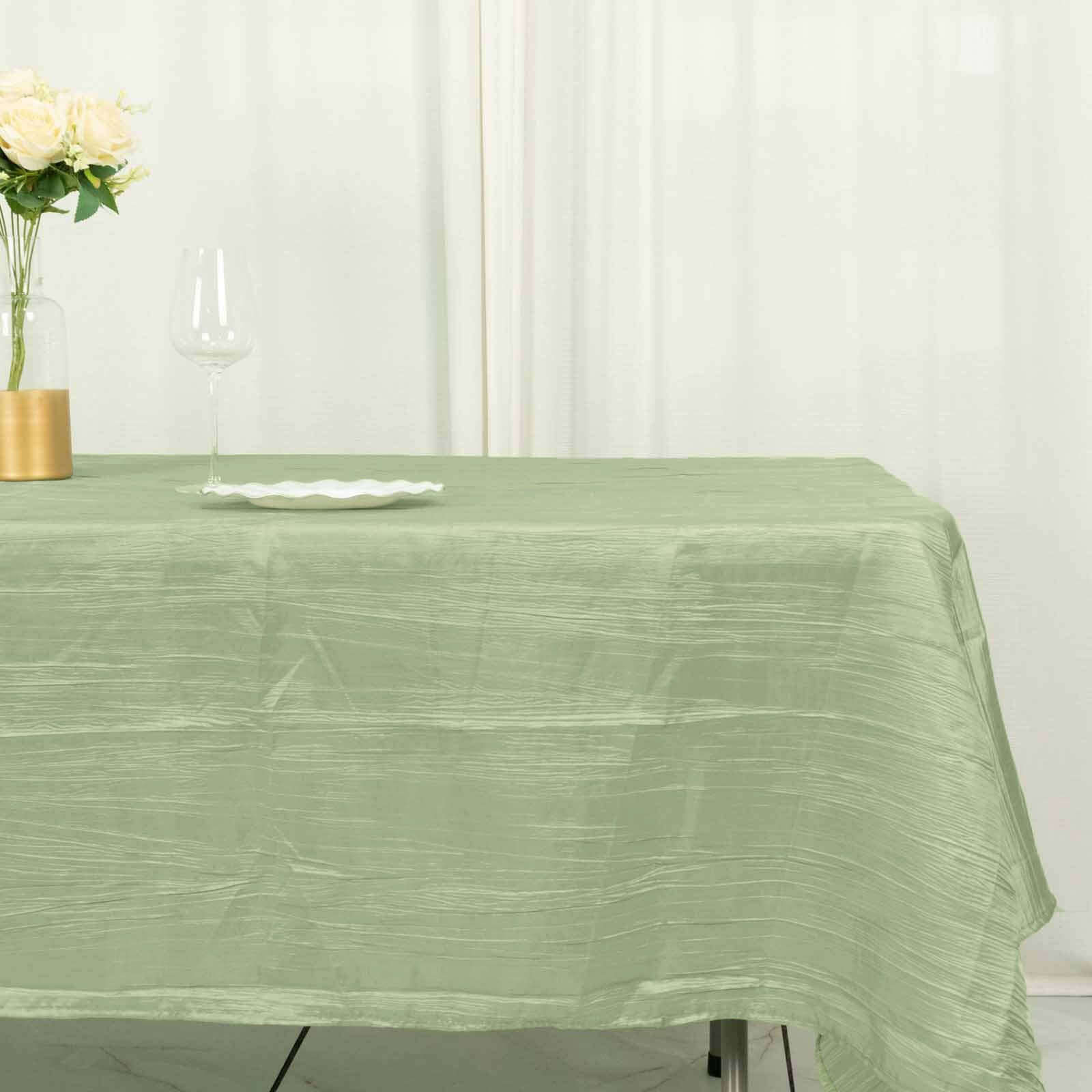Hot Deal! Sage Green Crinkle Taffeta 60x102 Rectangle Tablecloth