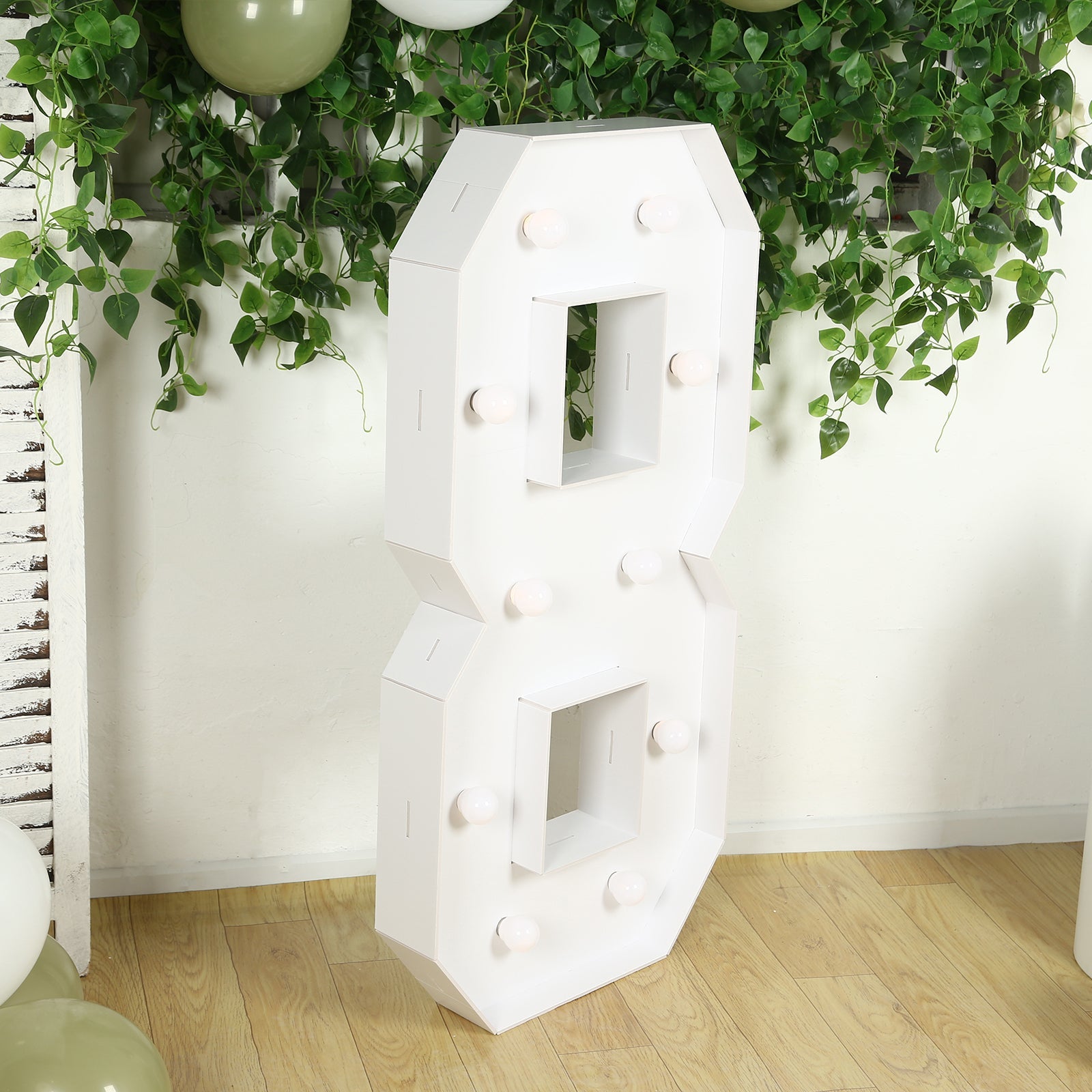 Hot Sale! 4ft White Giant LED Marquee Light-Up Number 8 with 10 Warm White Battery-Operated LEDs, Glue Gun & Sticks