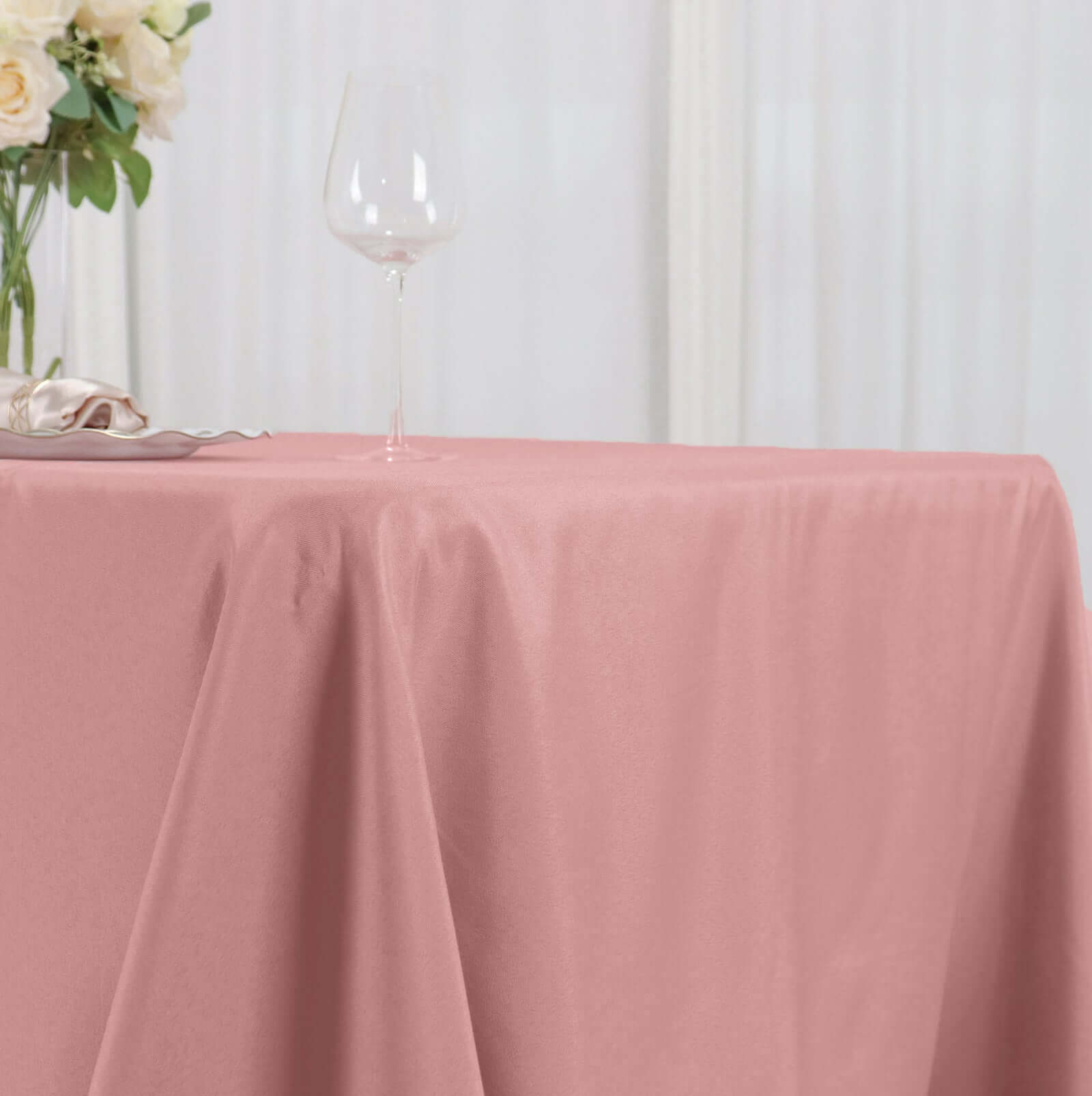 Durable and Stylish 72x120 Polyester Rectangle Tablecloth in Dusty Rose
