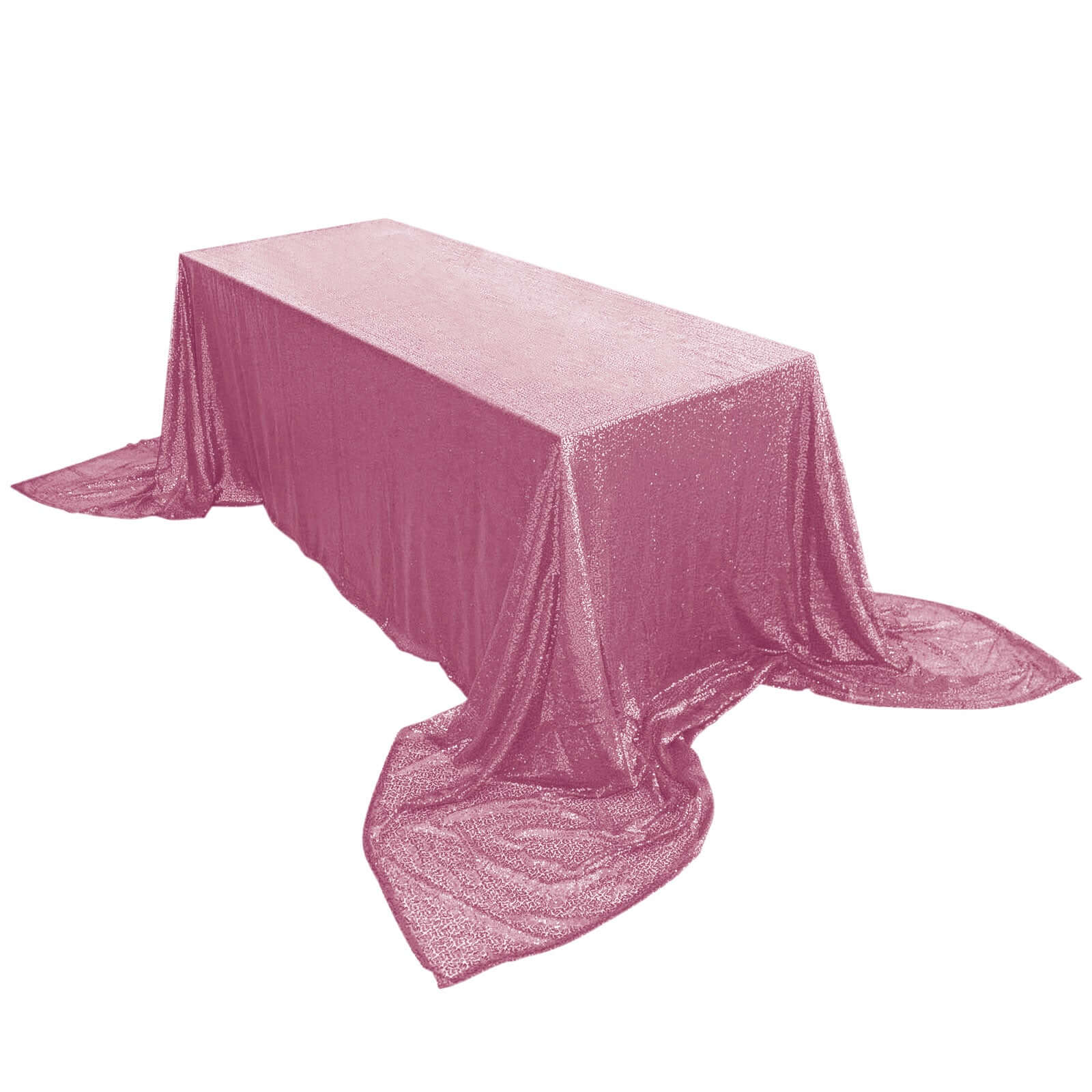 Pink Seamless Glittering 90x156 Rectangle Sequin Tablecloth