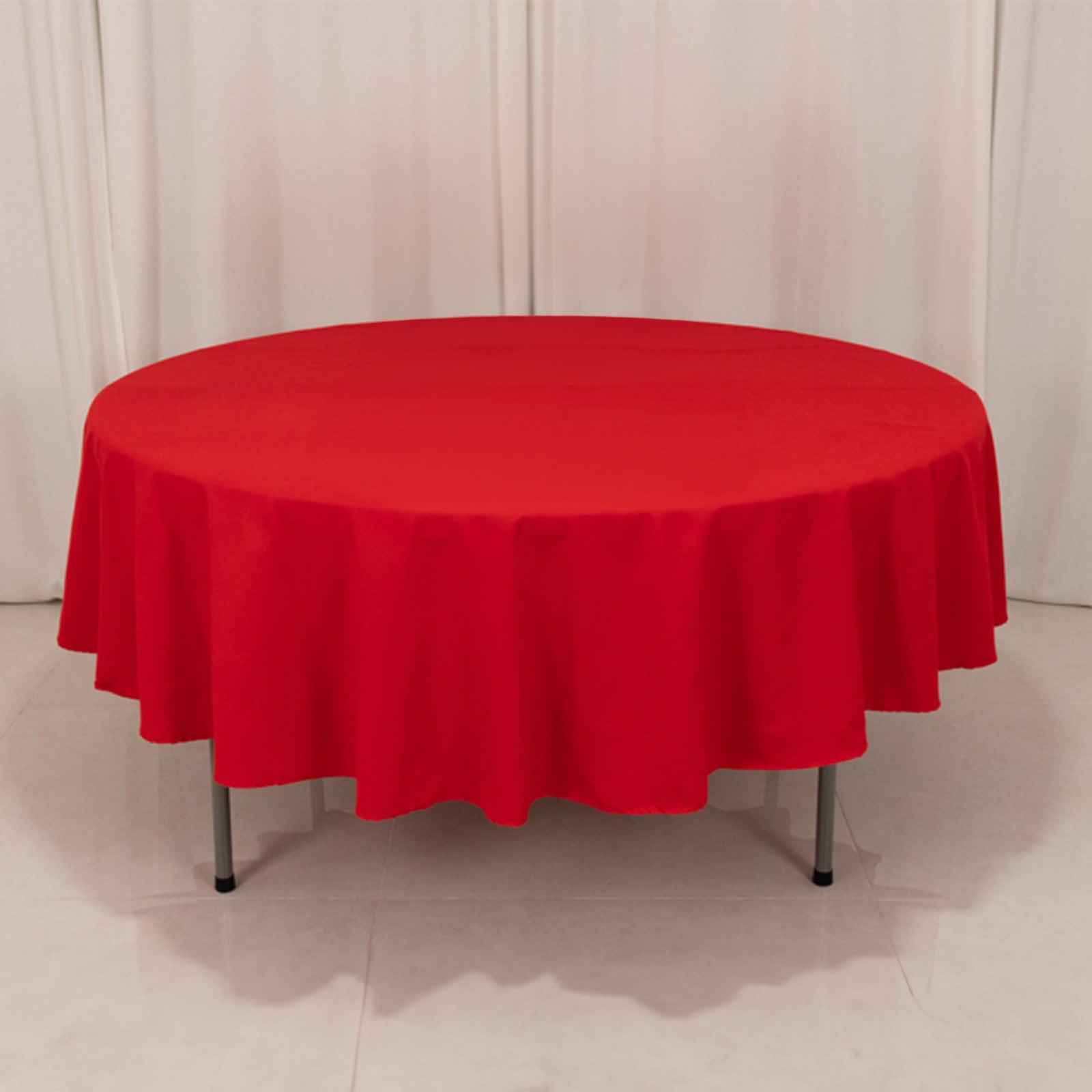 Red 90" Wrinkle-Resistant Cotton Blend Round Tablecloth - Ideal for Events