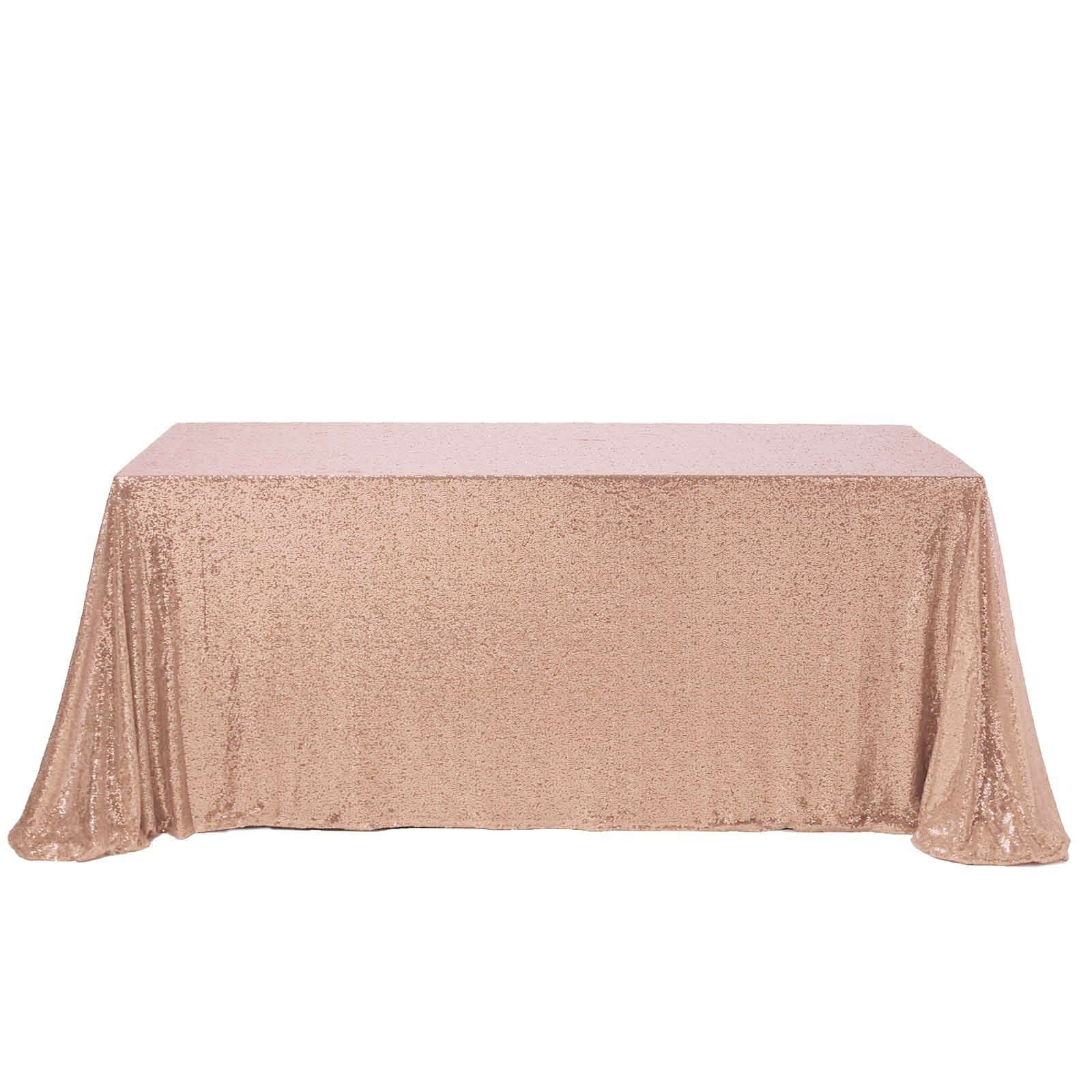Hot! Rose Gold Seamless Sparkly Sequin Rectangle Tablecloth 90x132