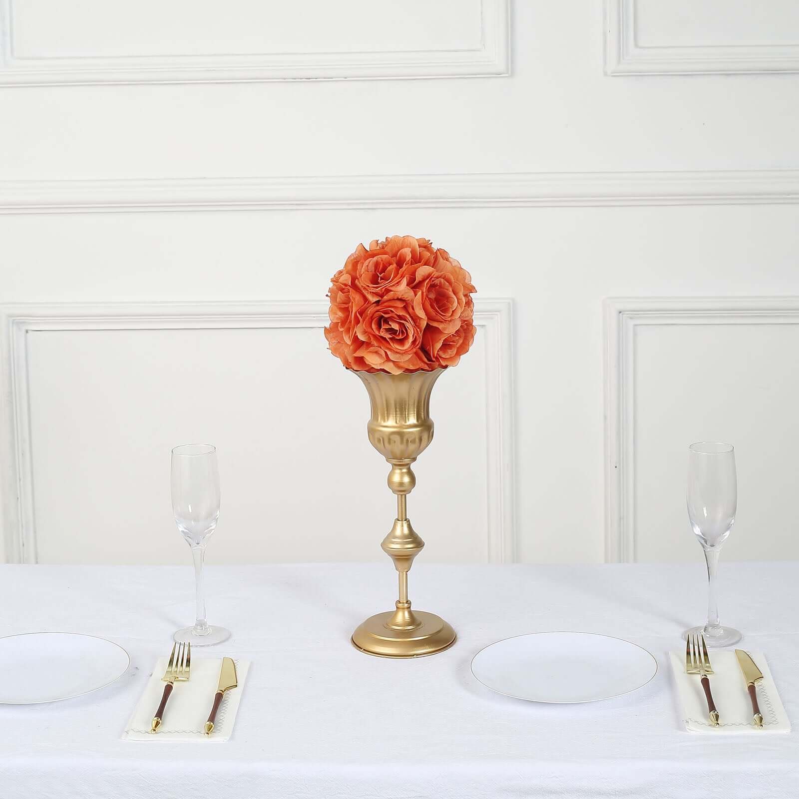 Special Offer: 2-Pack of 7-Inch Terracotta (Rust) Artificial Silk Rose Kissing Balls for Decor