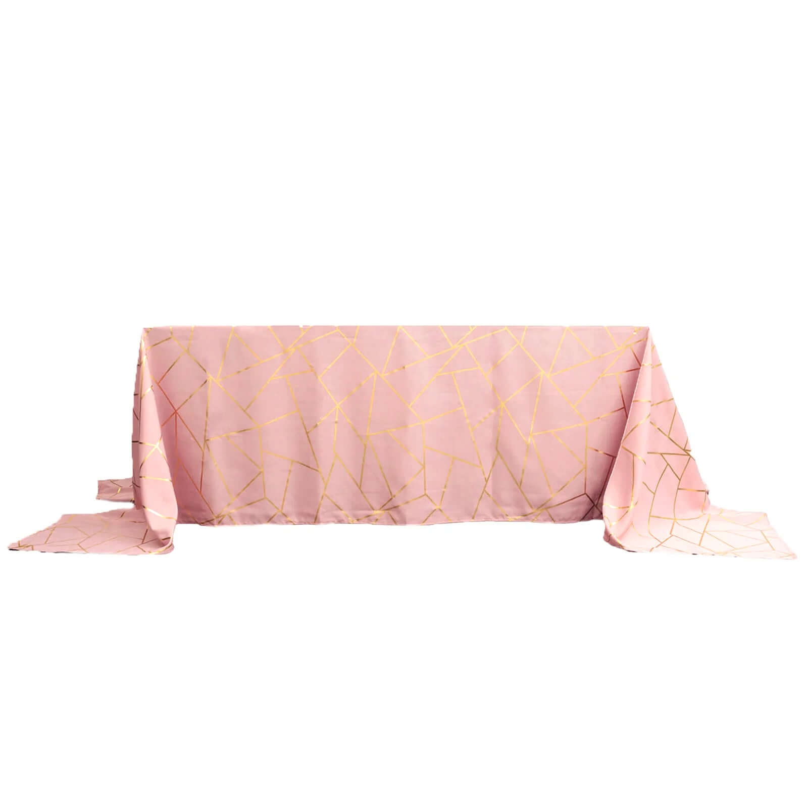 Hot! Wrinkle-Resistant Dusty Rose Polyester Tablecloth with Gold Foil Pattern for Events