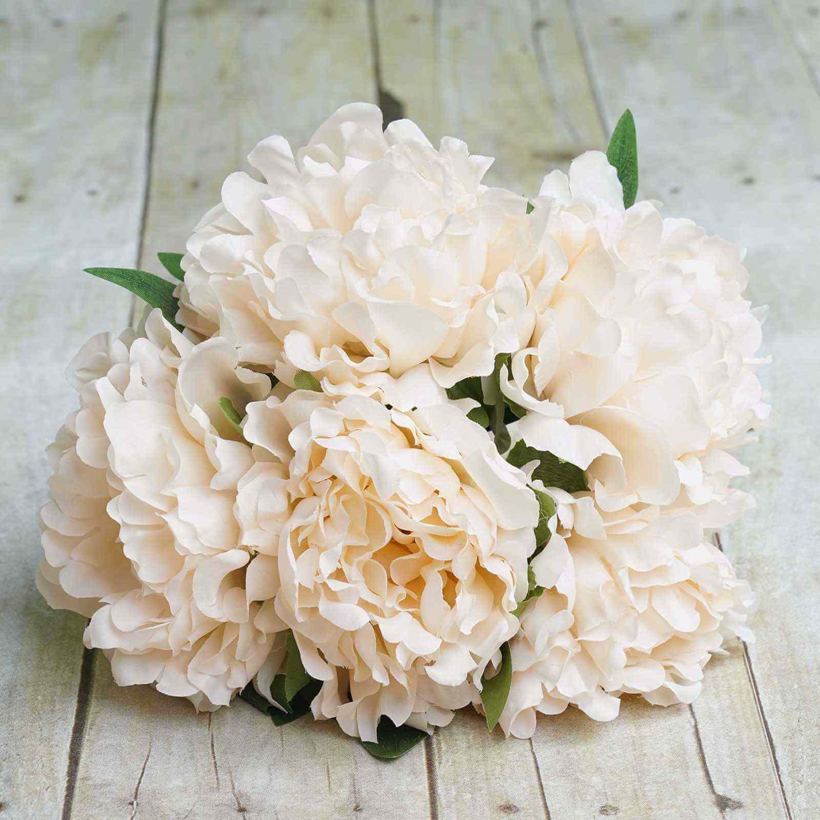 Hot Sale! 11-piece Blush and Cream Artificial Silk Peony Flower Bouquet for Various Occasions