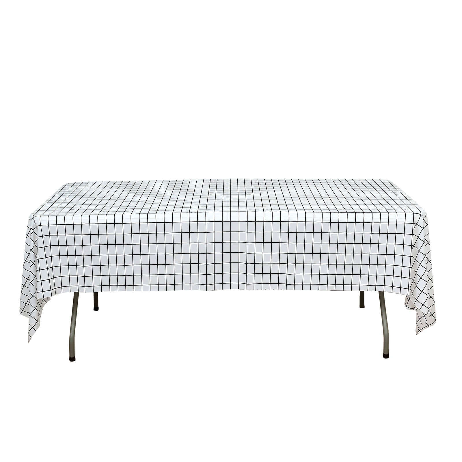 5-Pack Durable PVC Disposable Checkered Rectangle Table Covers in Black/White 54x108