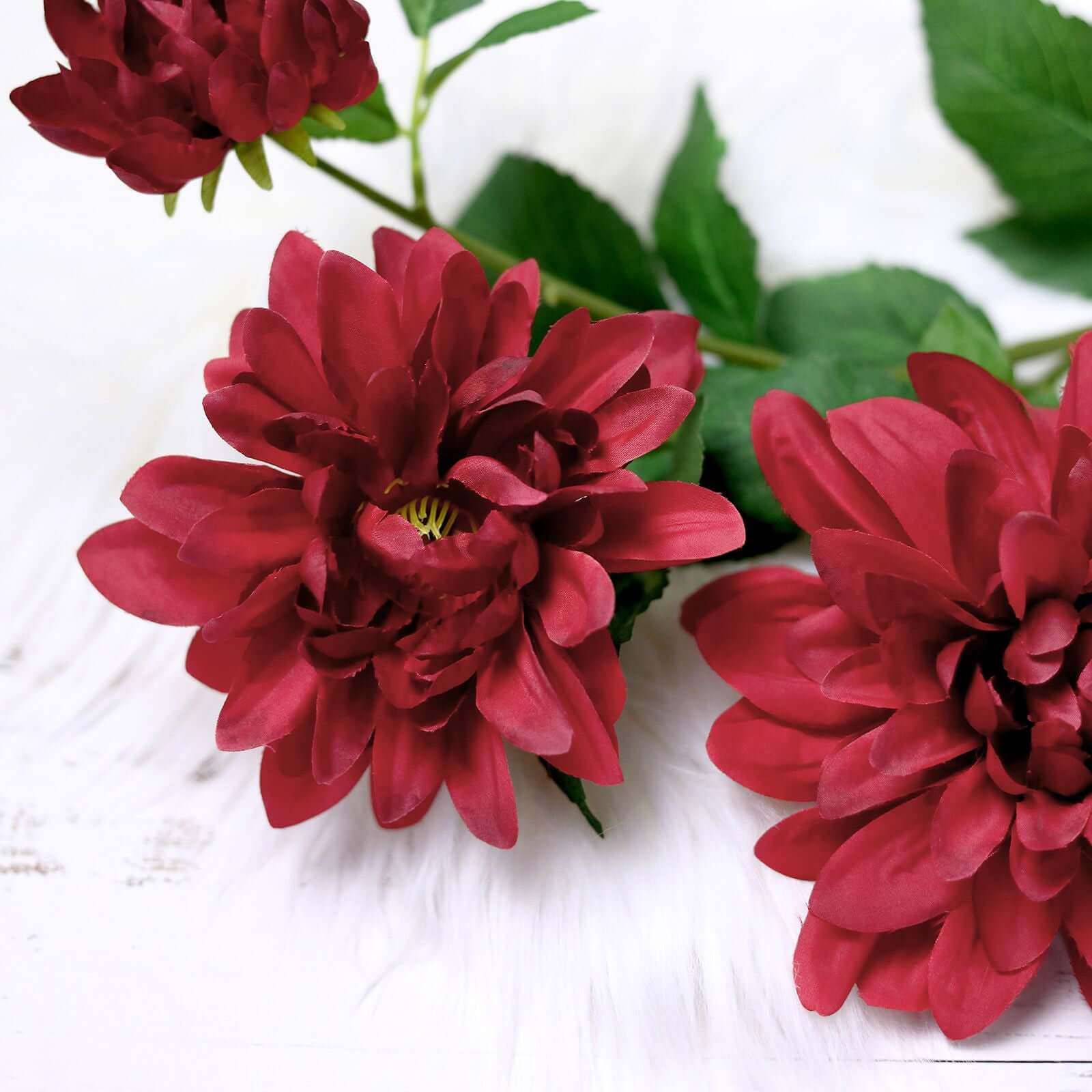 30-Inch Tall Burgundy Artificial Silk Dahlia Flower Stems - Perfect for Stunning Floral Decor