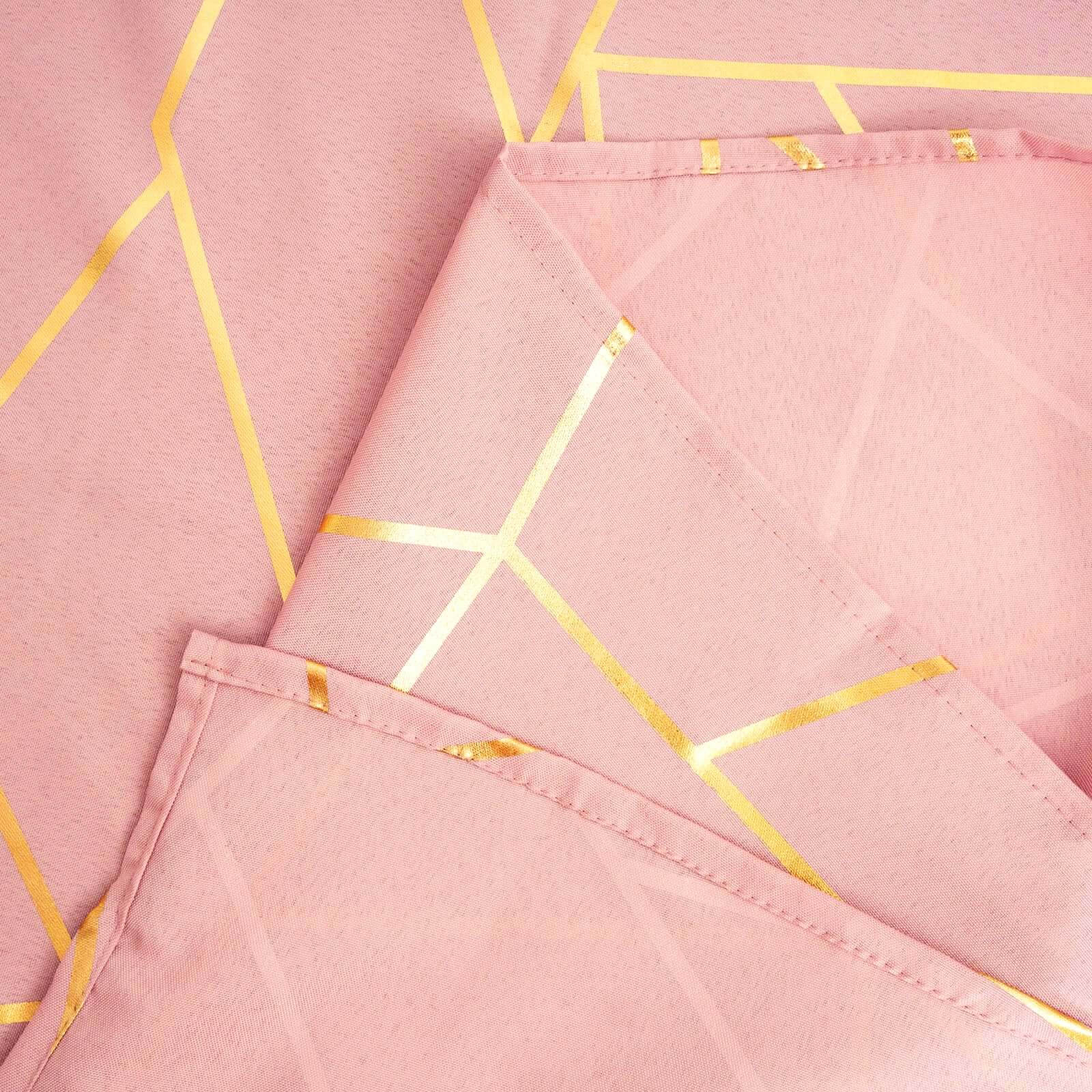 Hot! Wrinkle-Resistant Dusty Rose Polyester Tablecloth with Gold Foil Pattern for Events