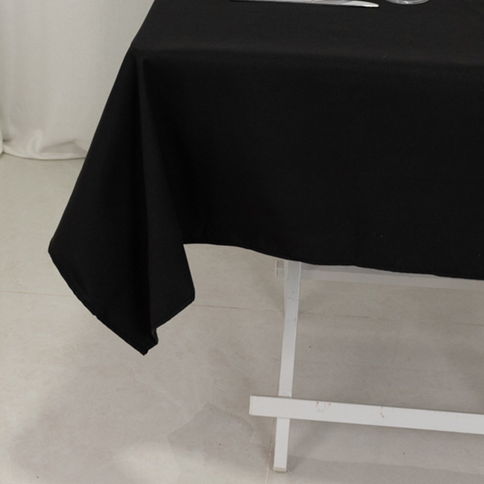 Black 54x54 Cotton Blend Square Table Overlay - Wrinkle-Resistant for Modern Tables