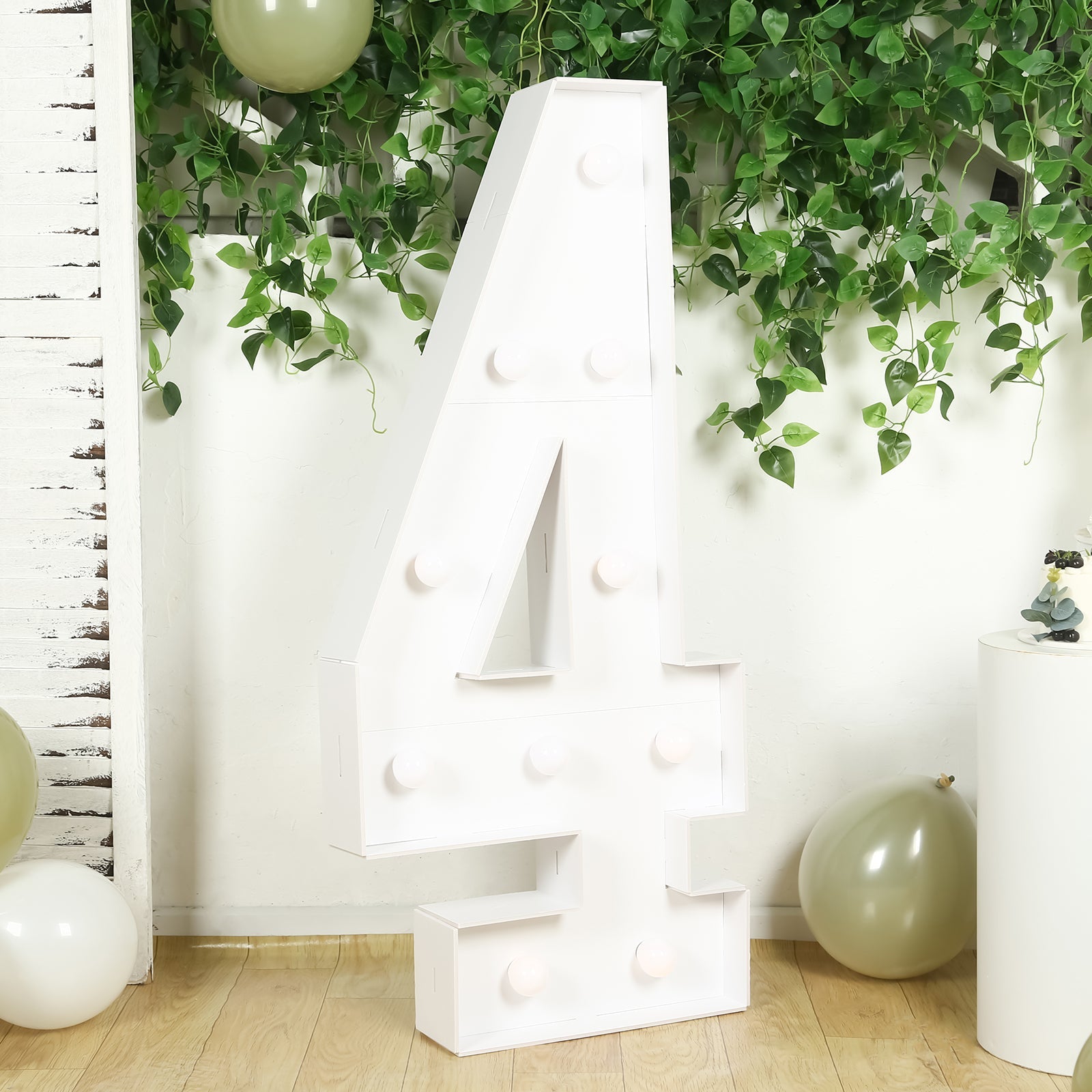 Hot Deal! 4ft White Giant LED Marquee Light Up Number 4 with Warm White LEDs, Glue Gun & Sticks