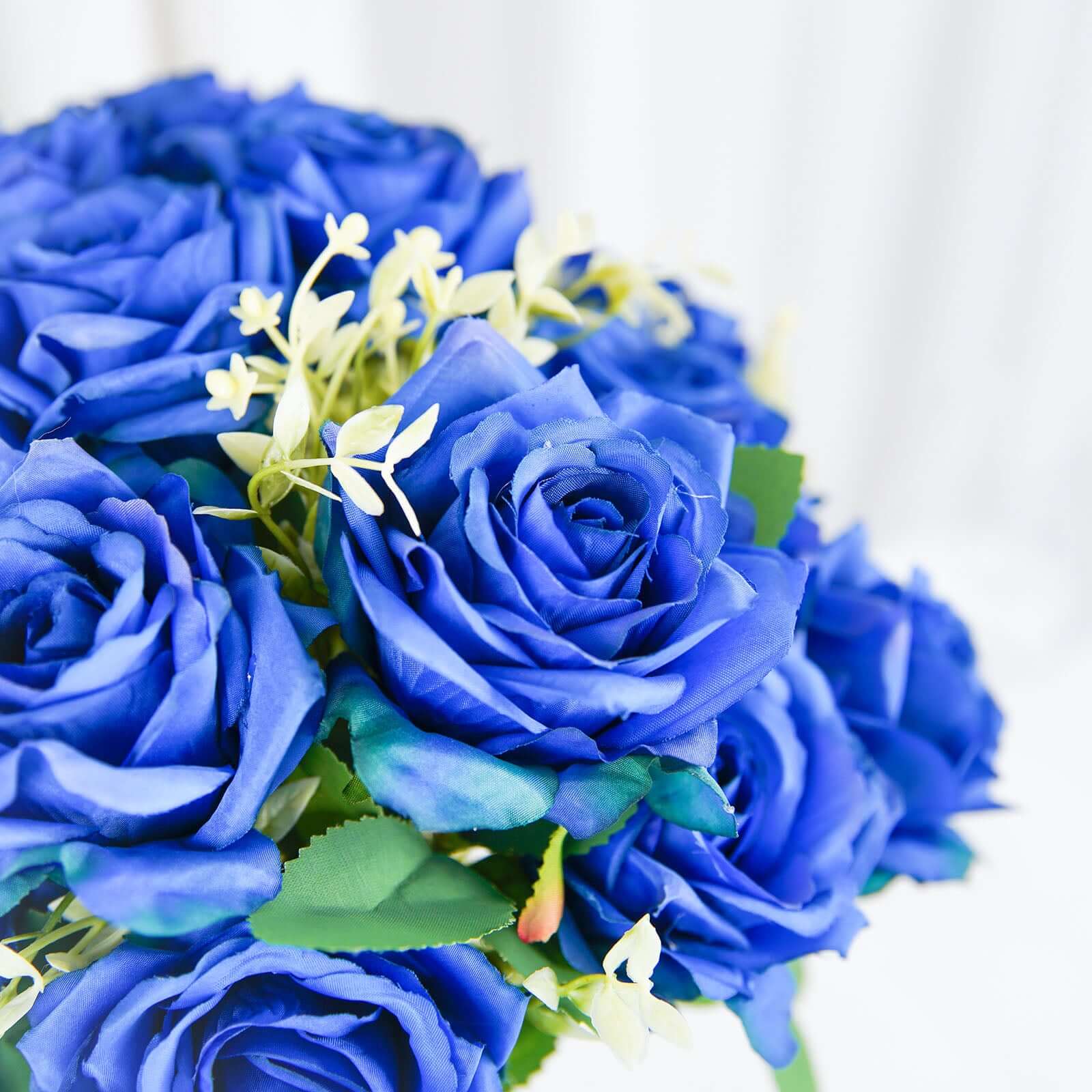 2 Bushes 18-Head Royal Blue Artificial Silk Rose Flower Bouquet, Ideal for Decor