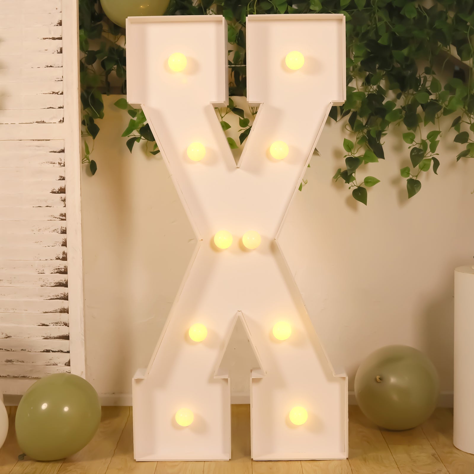 4ft White Giant LED Marquee Light-Up Letter X with 10 Warm White Battery-Operated LEDs, Glue Gun & Sticks - Ideal Decor