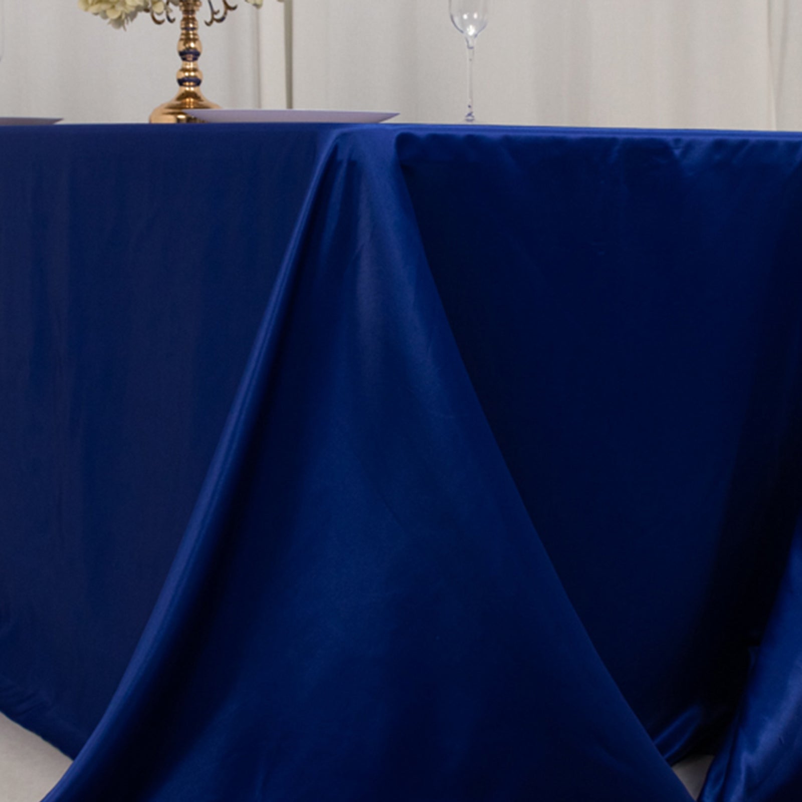 Royal Blue Lamour Satin Rectangle Tablecloth - Soft, Silk-Like & Seamless, Ideal for Events