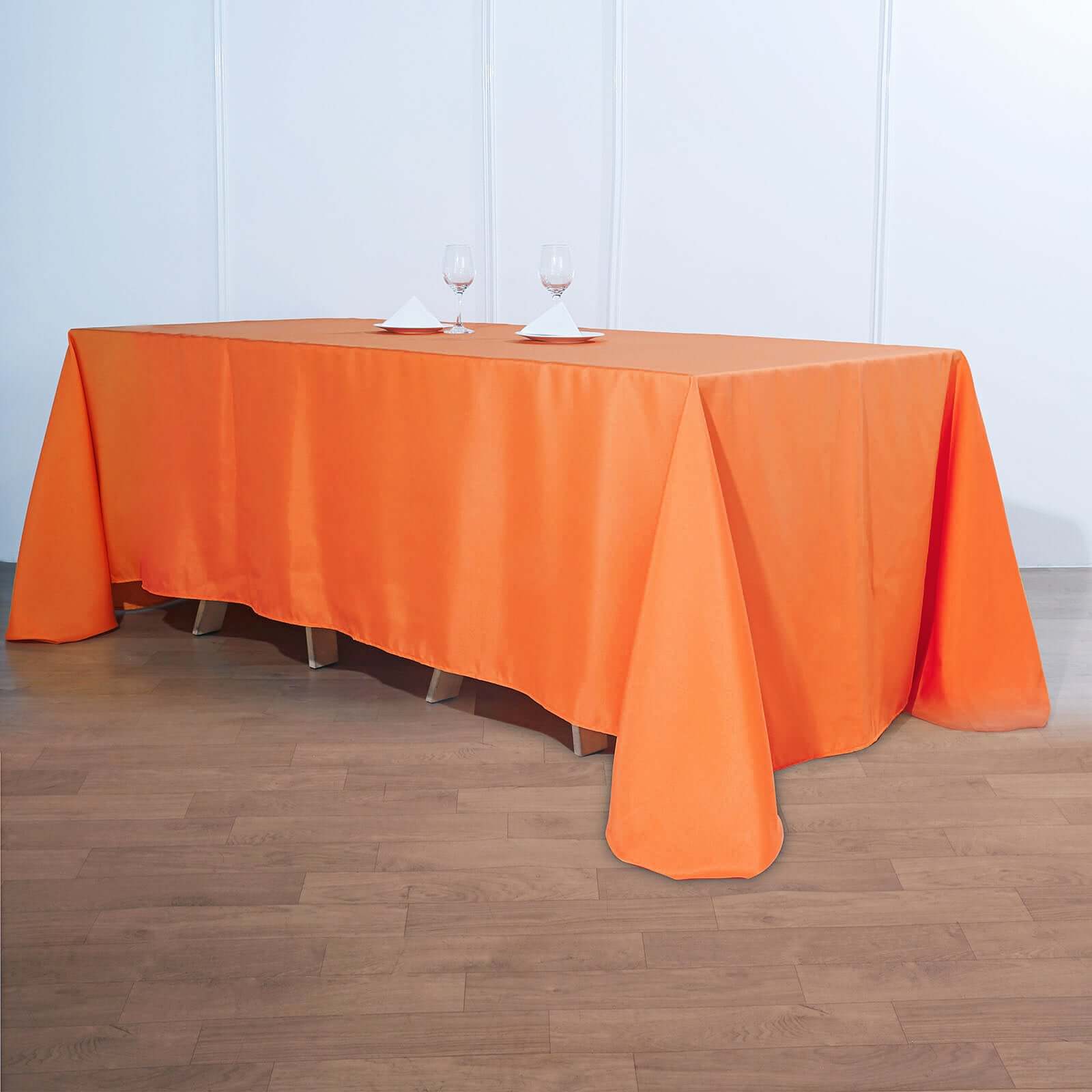 Hot Sale! Seamless Wrinkle-Resistant Orange Polyester Rectangle Tablecloth 90x132