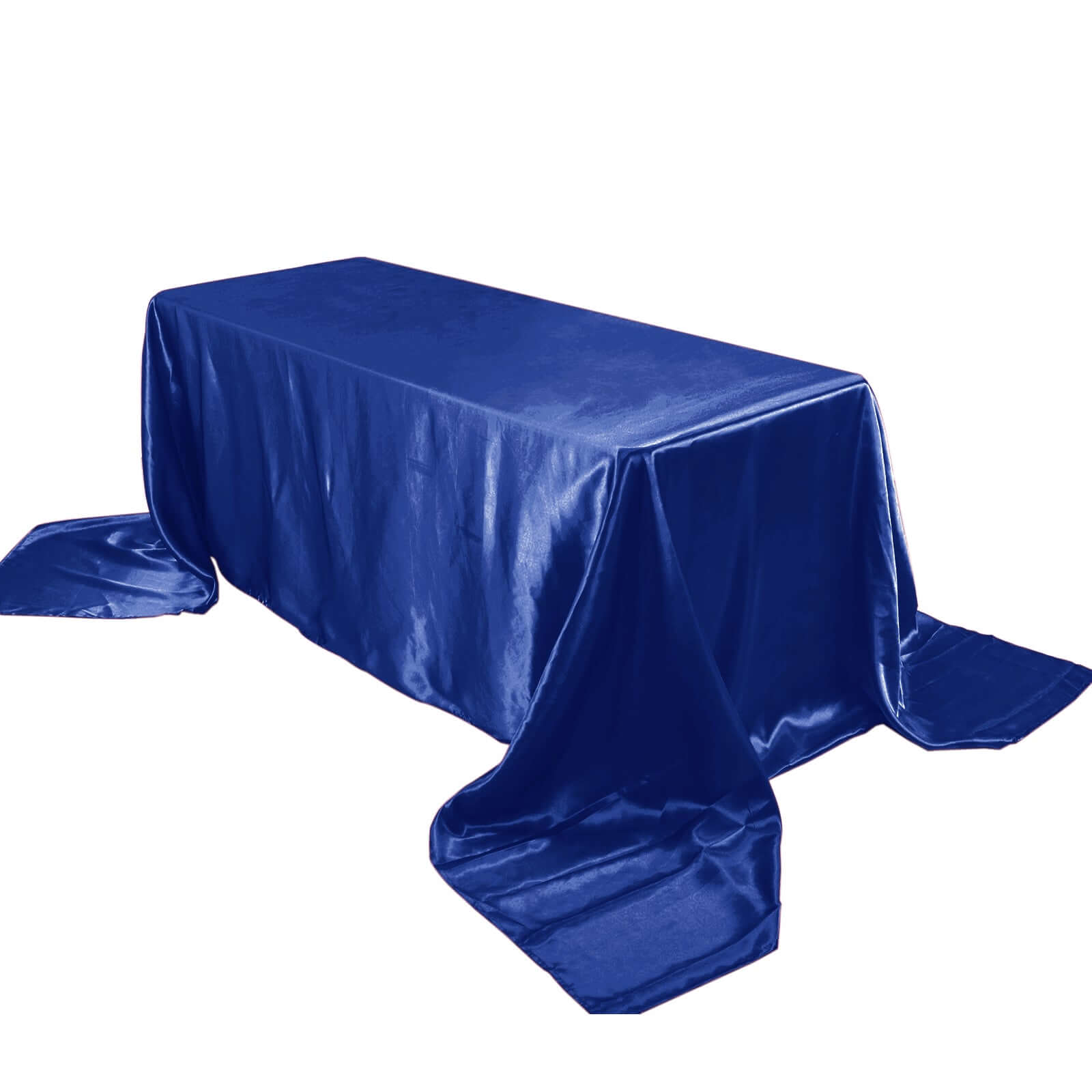 Royal Blue Satin Seamless Rectangular Tablecloth 90x156 - Ideal for Events