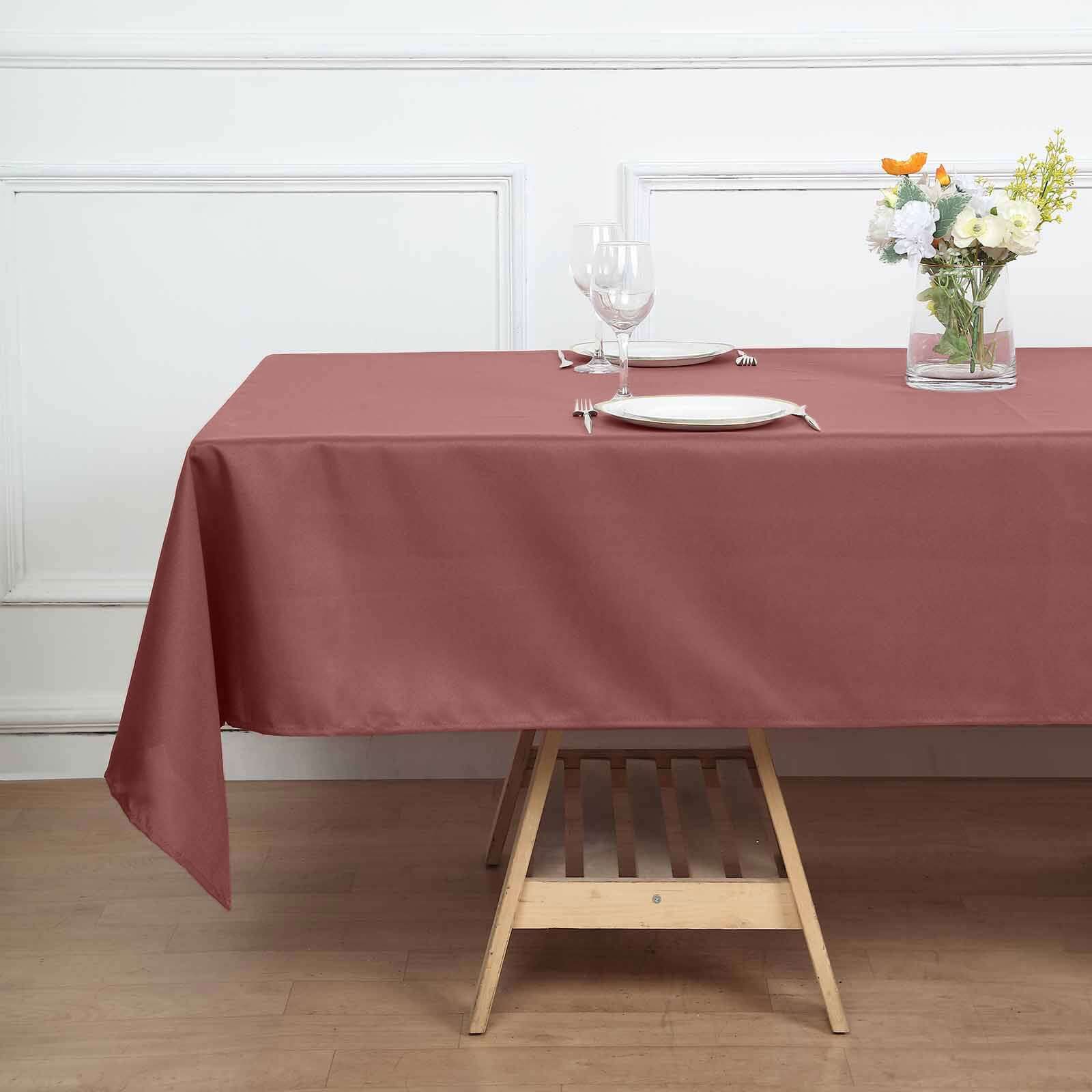 Stylish & Durable 60x102 Polyester Cinnamon Rose Rectangle Tablecloth