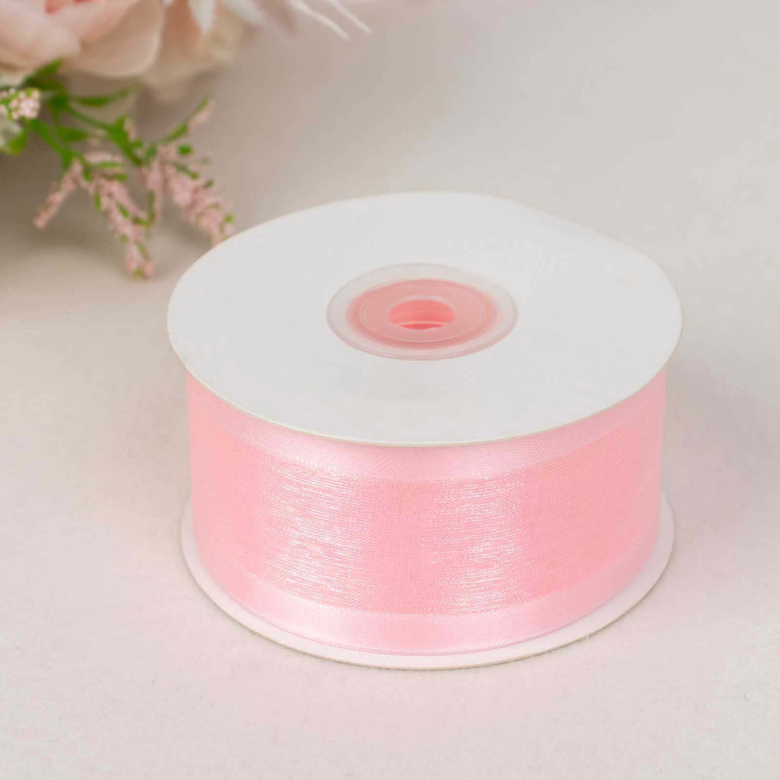 25 Yards 1.5 Inches Blush Premium Woven Nylon Organza Ribbon with Satin Edges
