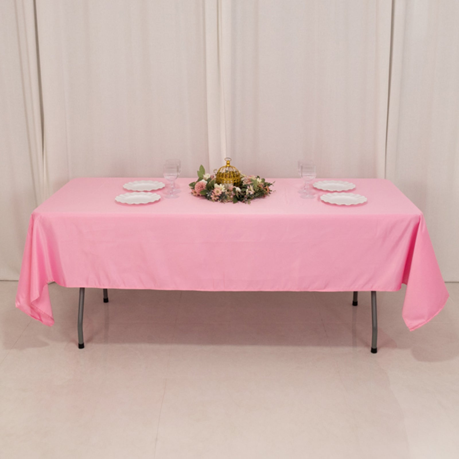 Hot Deal! Pink Lamour Satin Rectangle Tablecloth 60x102 - Durable & Silky Soft