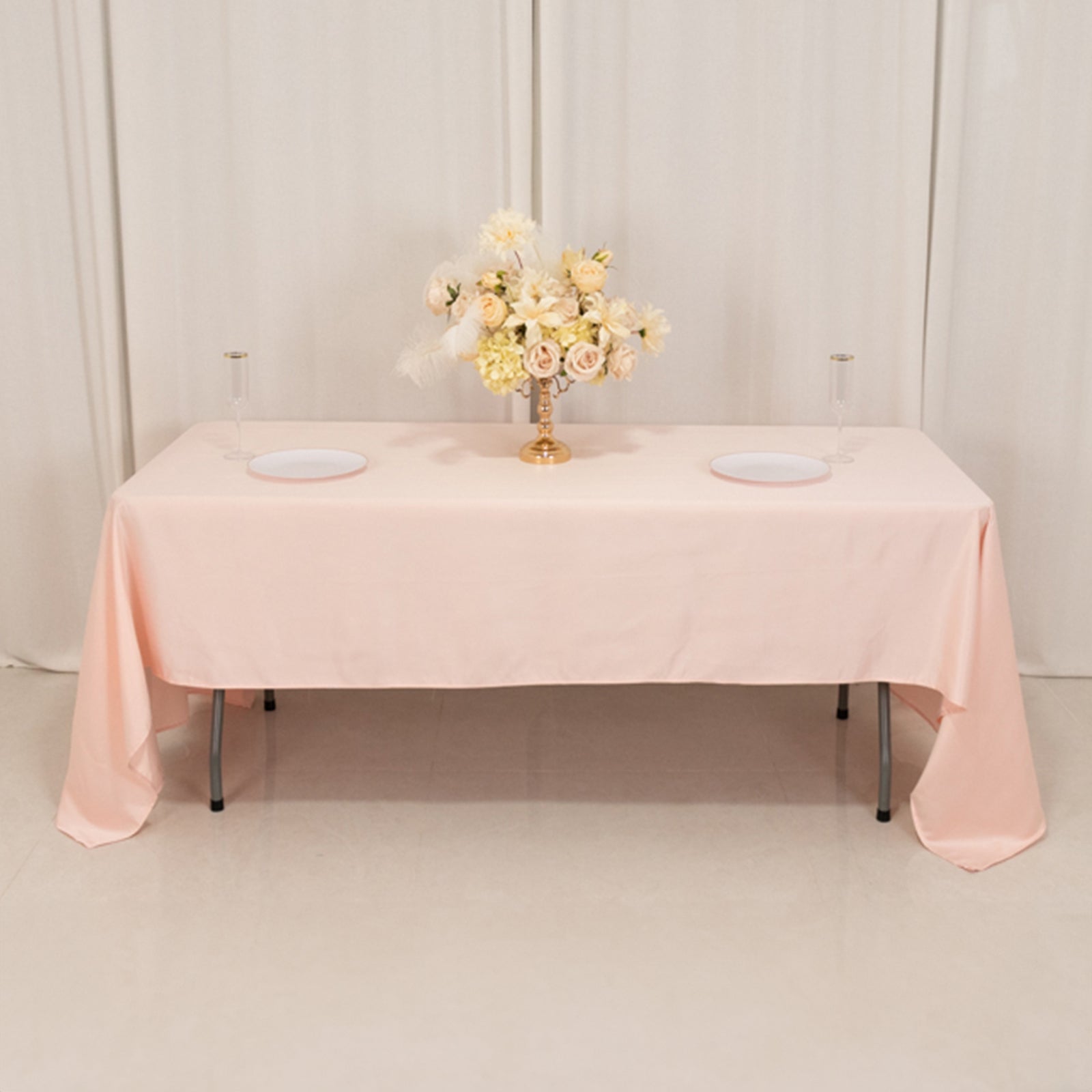 Blush Lamour Satin Rectangle Tablecloth - Soft & Durable, Ideal for Events