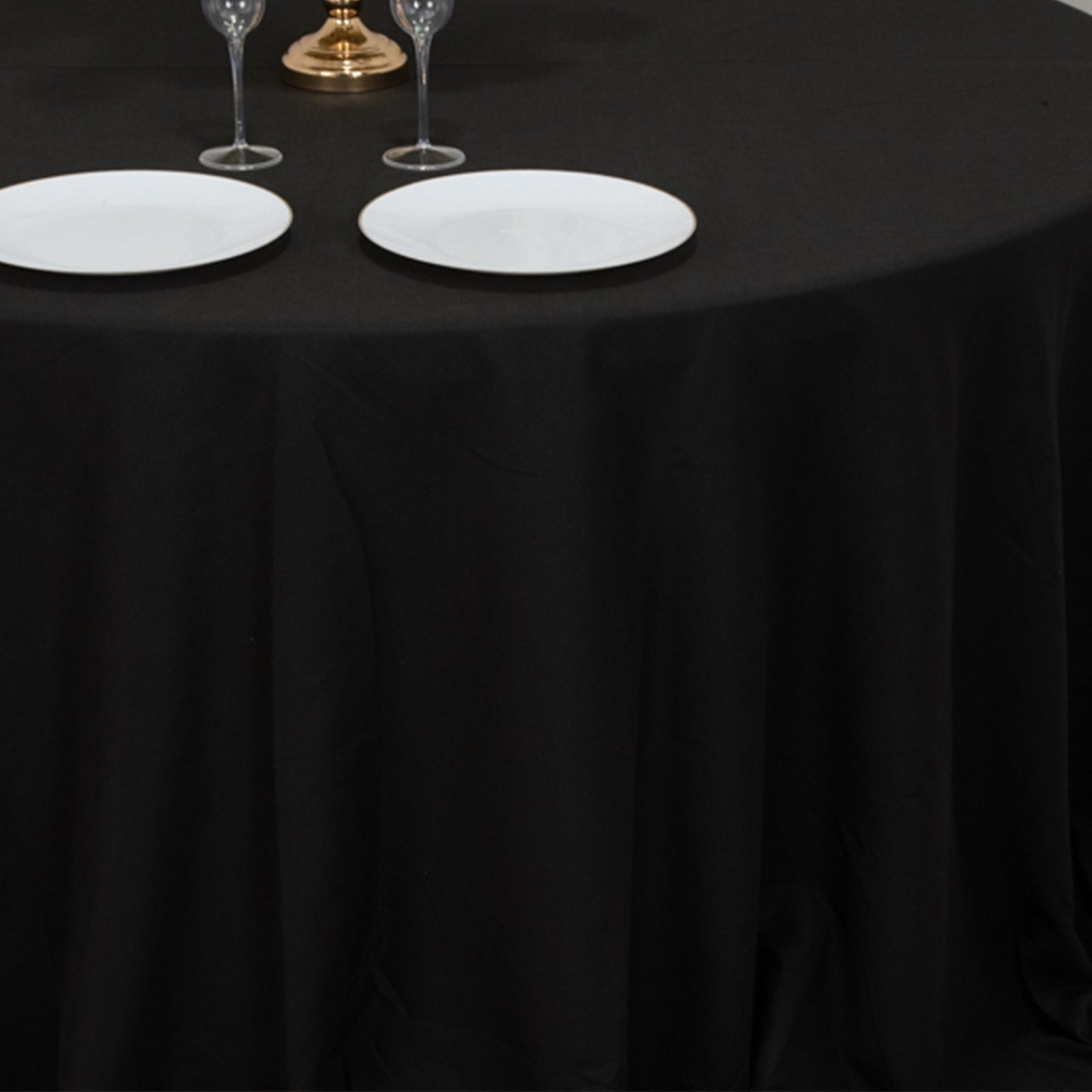 Hot! Seamless Wrinkle-Resistant Black Cotton Blend 132' Round Tablecloth