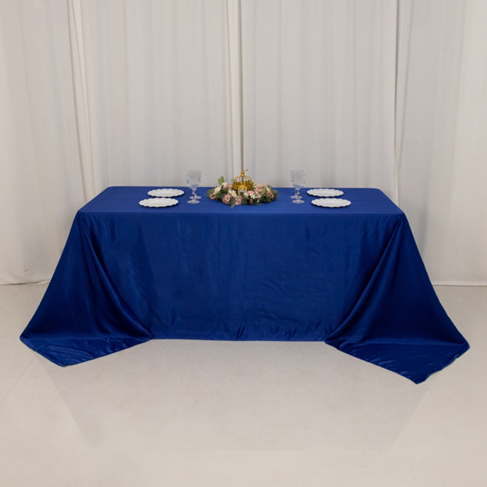 Royal Blue Lamour Satin Rectangle Tablecloth - Soft, Silk-Like & Seamless, Ideal for Events