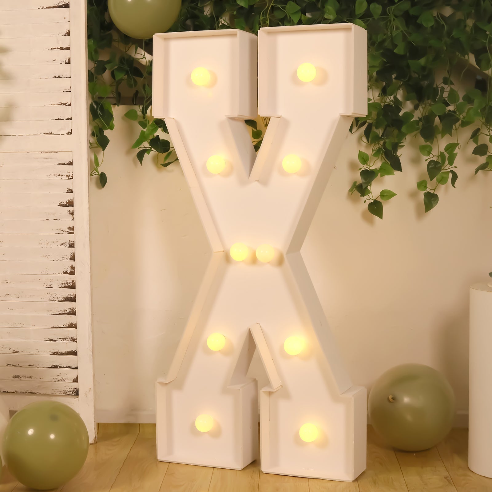 4ft White Giant LED Marquee Light-Up Letter X with 10 Warm White Battery-Operated LEDs, Glue Gun & Sticks - Ideal Decor
