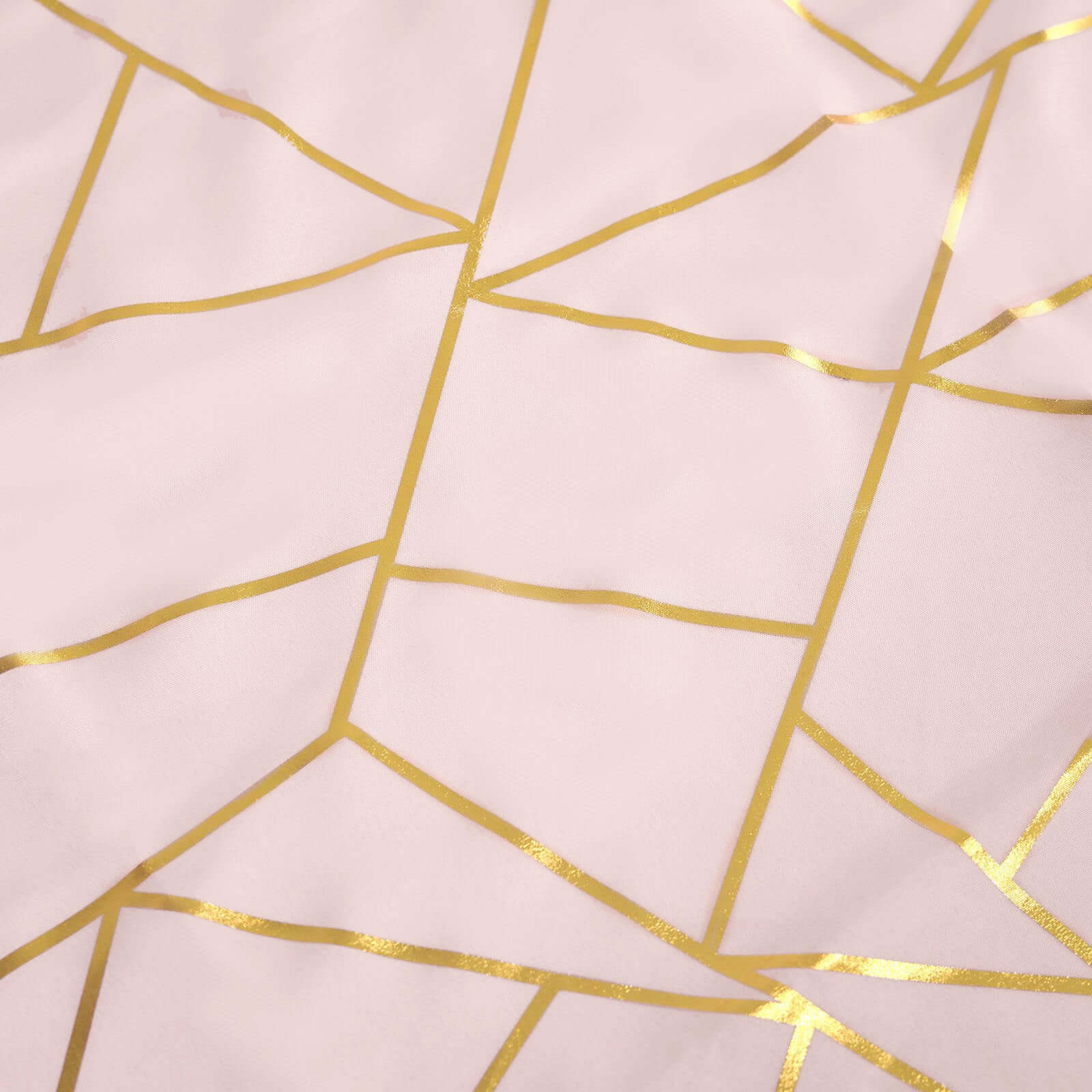 Wrinkle-Resistant & Durable Polyester Tablecloth: Blush with Gold Foil Geometric Pattern (60x102)
