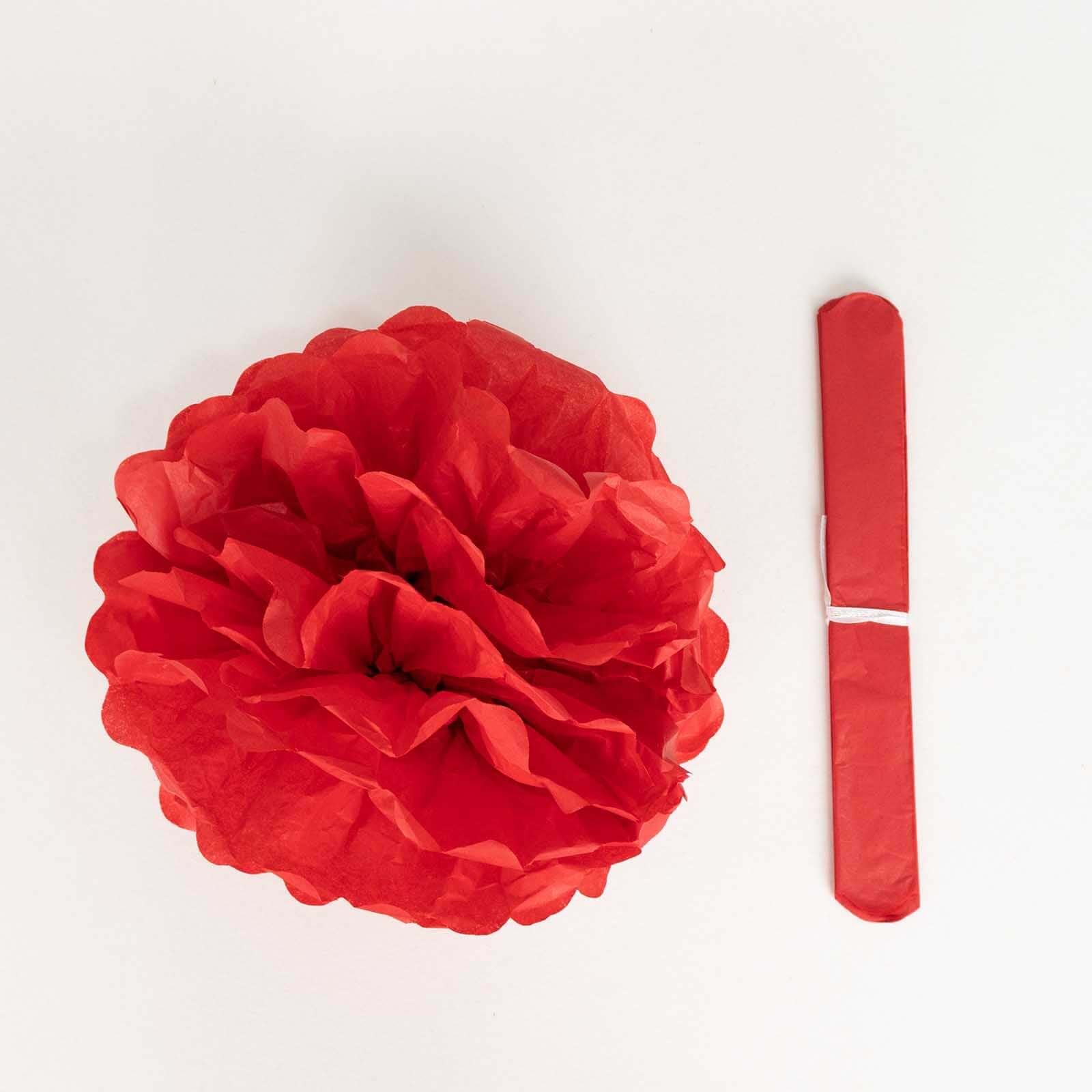 6-Pack 10-Inch Red Tissue Paper Pom Pom Flower Balls for Party Decor