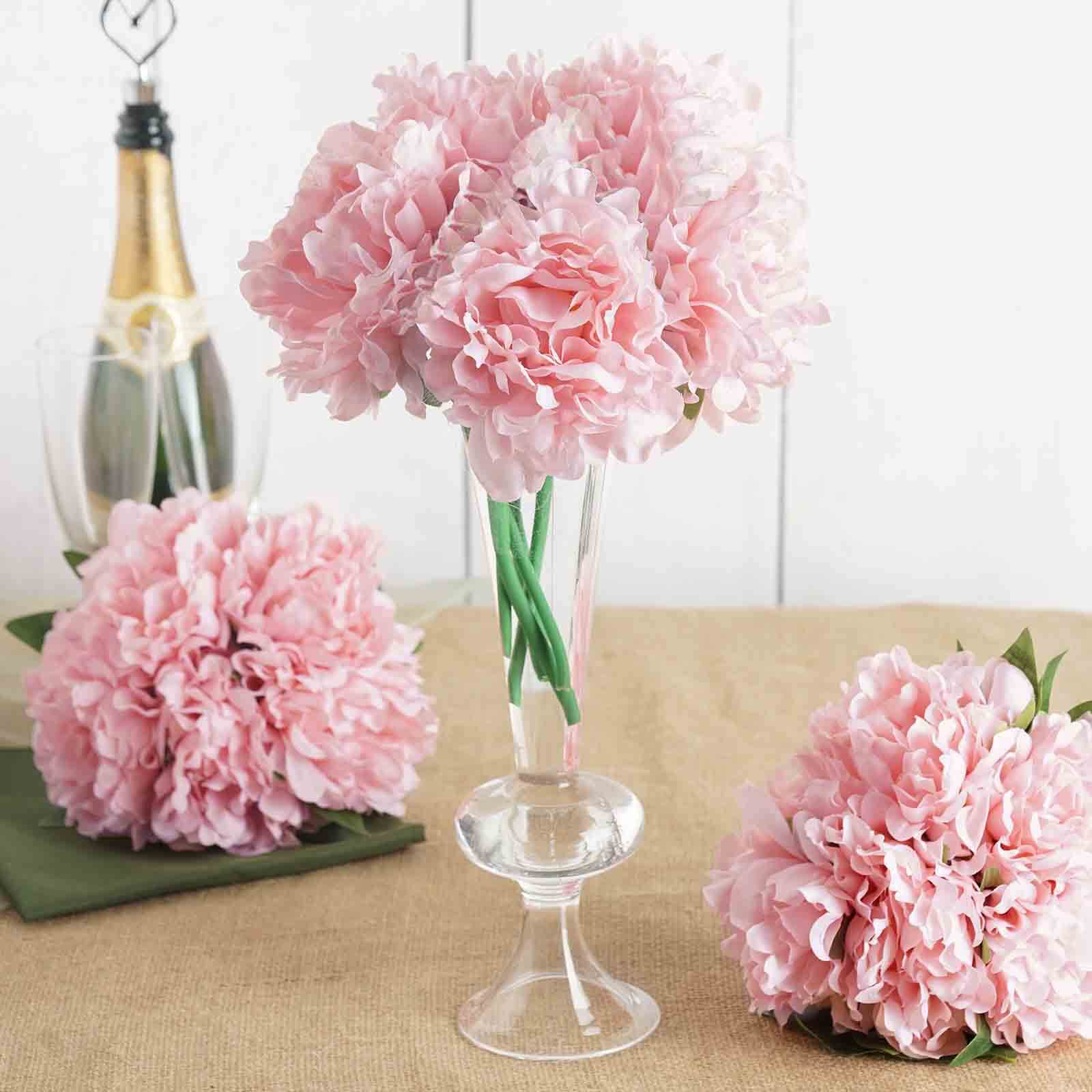 11-Piece Pink Real-Touch Artificial Silk Peony Bouquet - Ideal for Various Occasions